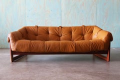 Percival Lafer MP-91 Sofa: Jatoba Wood & Caramel Leather, Mid-Century Modern