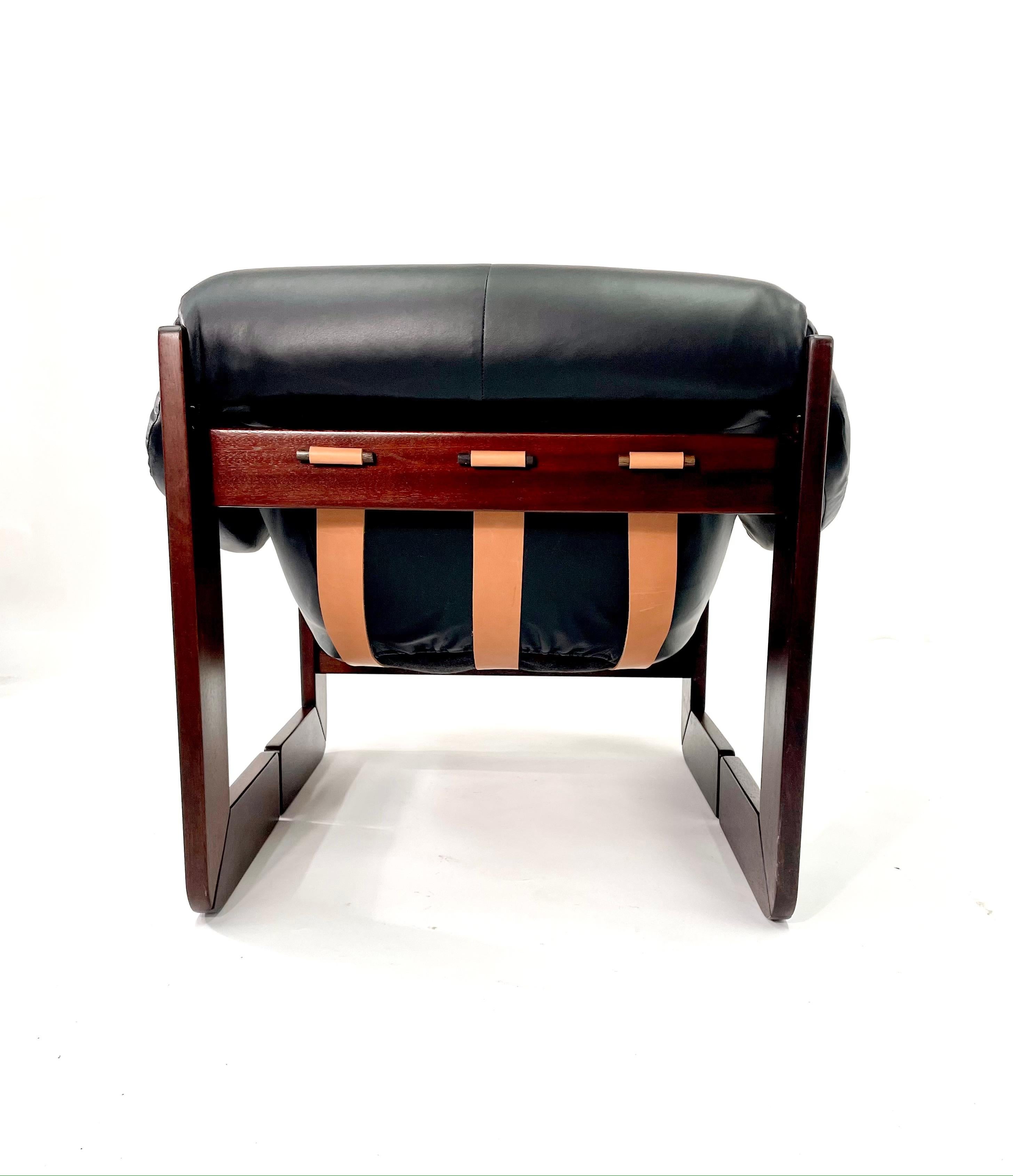 Mid-Century Modern Percival Lafer MP-97 Chair in New Black Leather