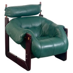 Percival Lafer MP-97 Chair with Headrest freshly upholstered in green leather