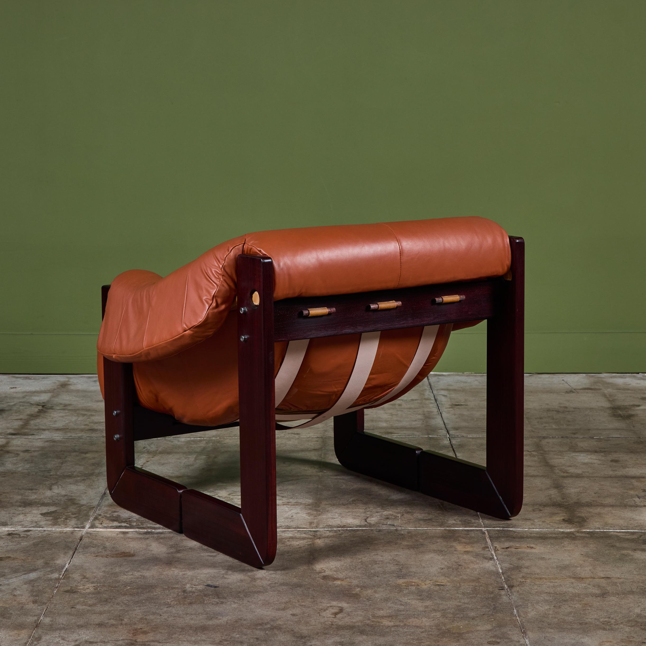Percival Lafer MP-97 Leather Lounge Chair In Excellent Condition For Sale In Los Angeles, CA