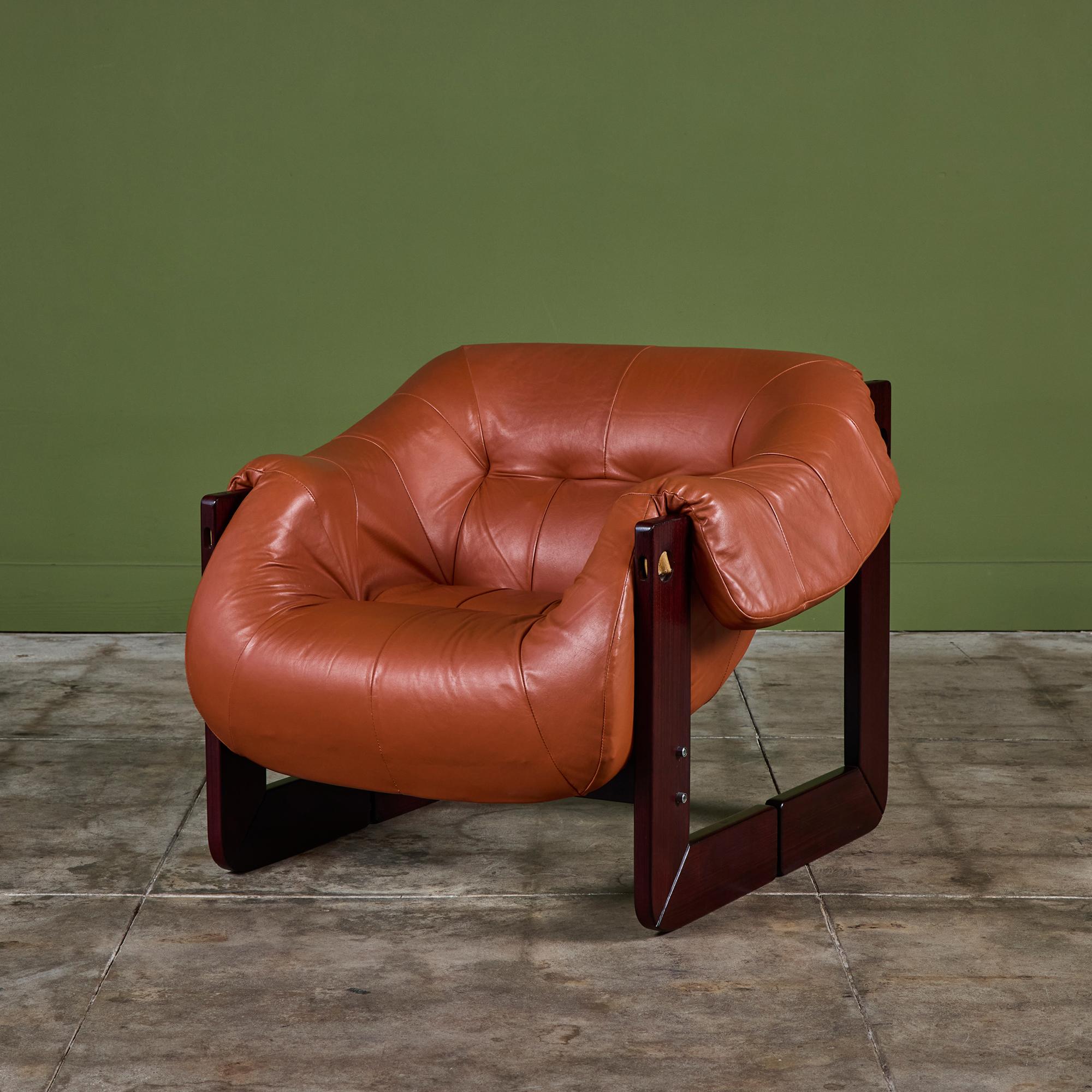 Mid-Century Modern Percival Lafer MP-97 Leather Lounge Chair For Sale