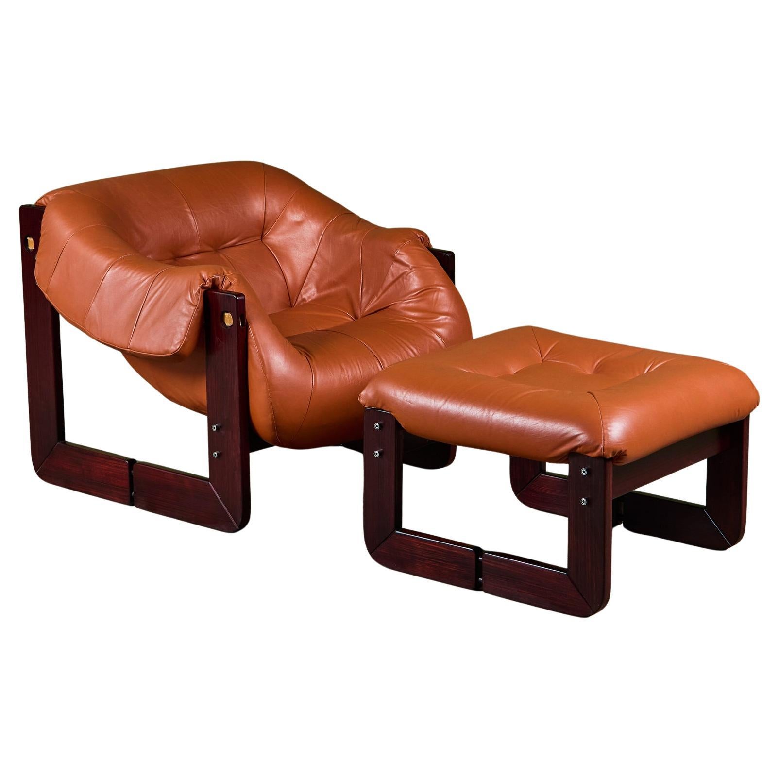Percival Lafer MP-97 Leather Lounge Chair and Ottoman