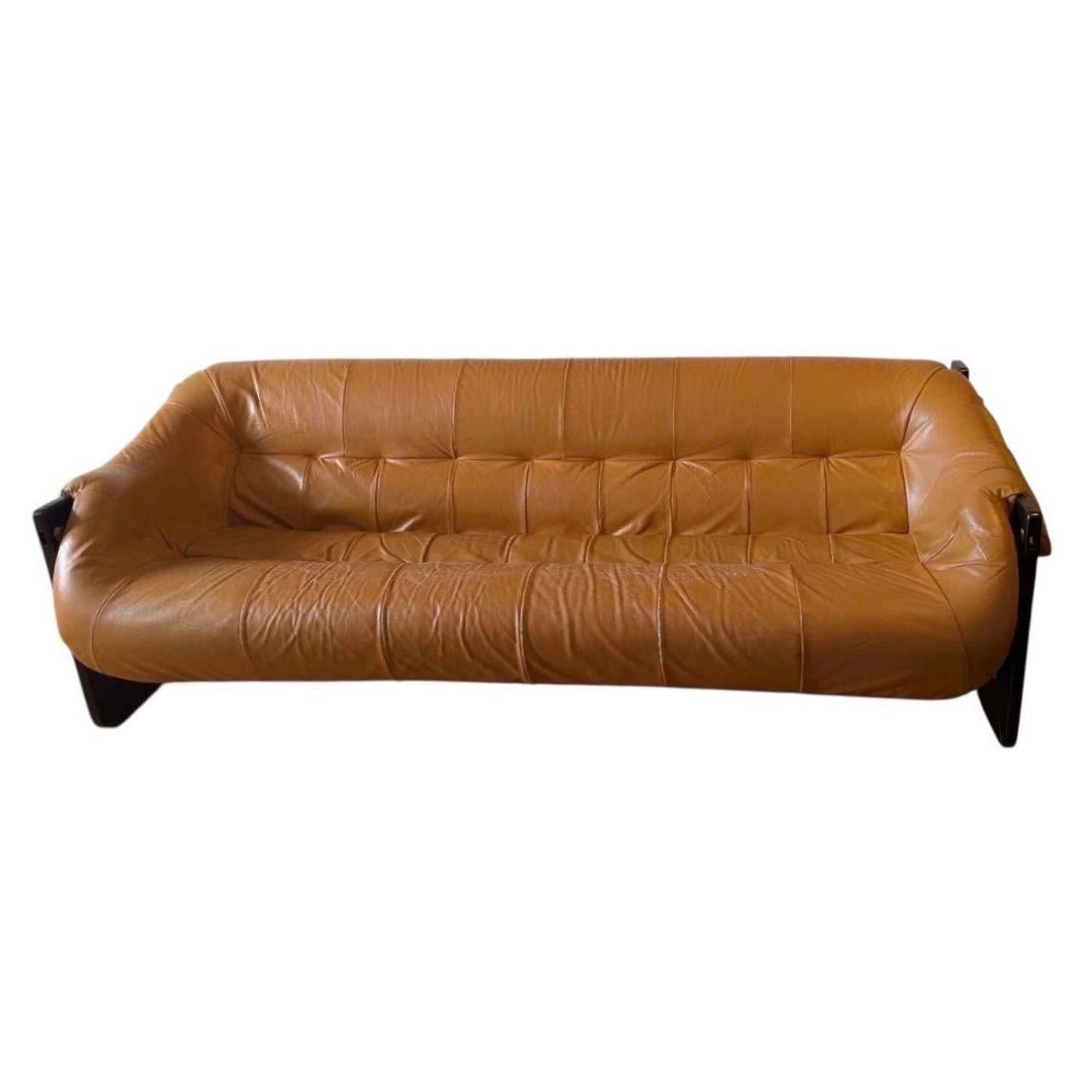 Percival Lafer MP-97 Leather Sofa with Brazilian Rosewood Frame