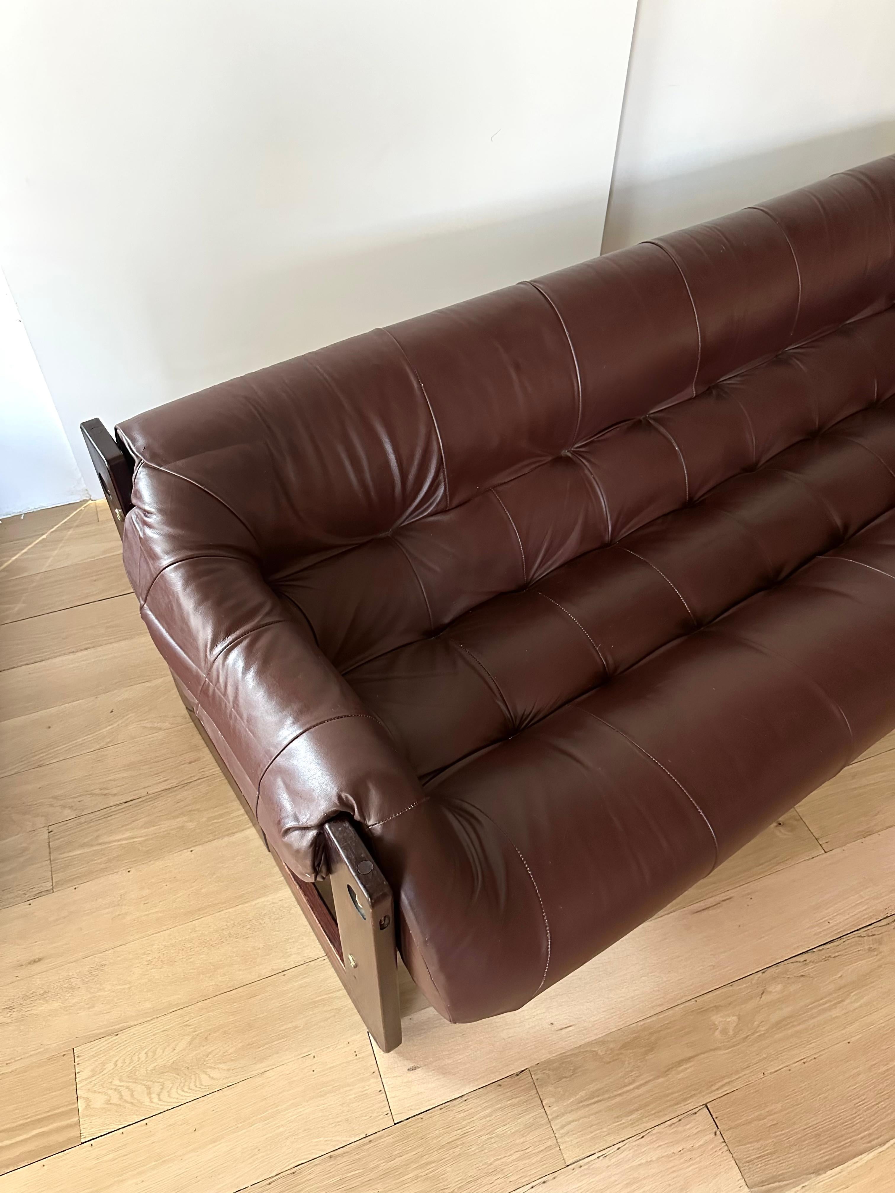 Mid-Century Modern Percival Lafer ‘MP-97’ Rosewood and Leather Sofa