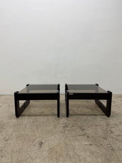 Tables d'appoint Percival Lafer MP-97 en bois de palissandre et verre fumé, années 1970 – une paire
