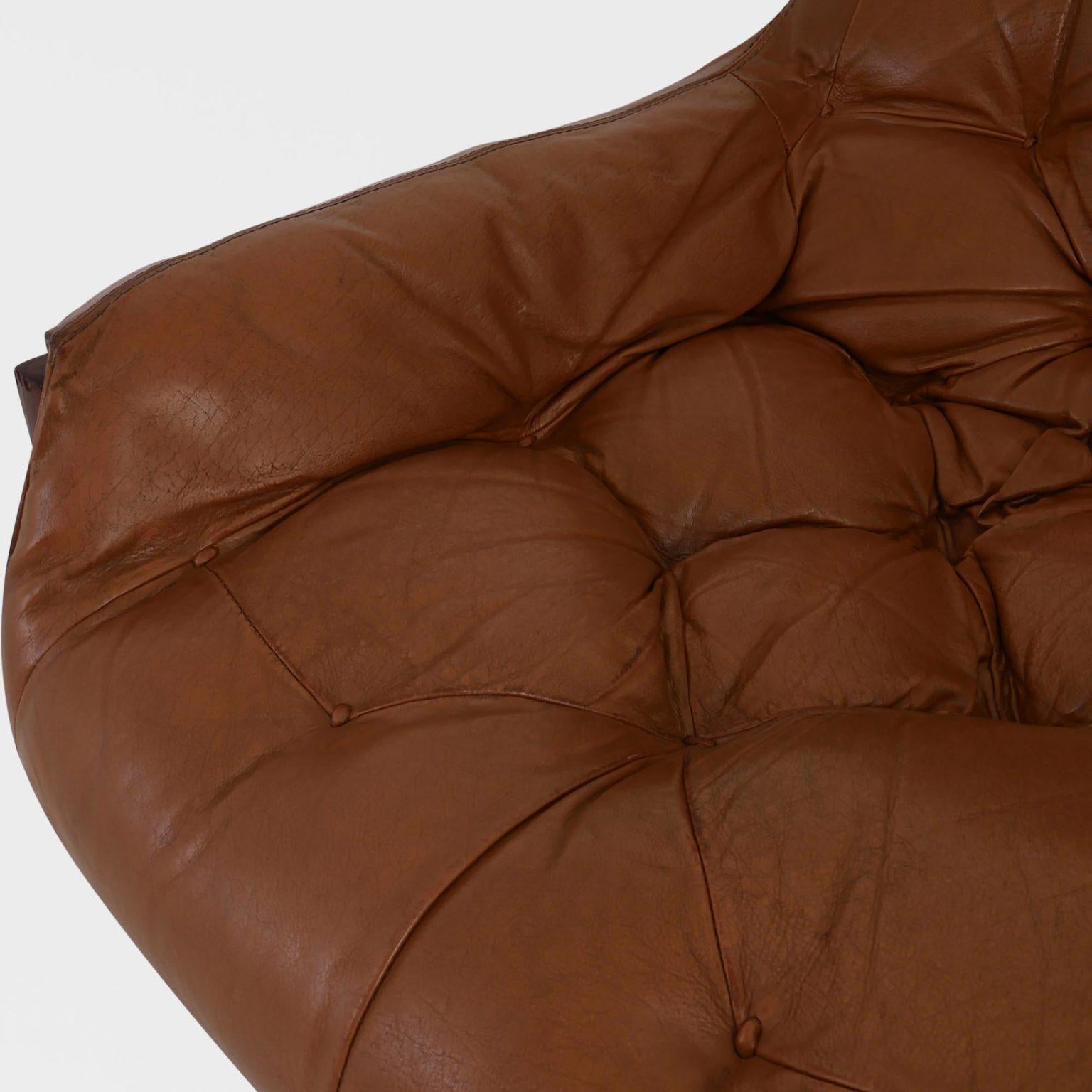Chaise longue MP-41 de Percival Lafer en cuir cognac d'origine, Brésil, années 1970 en vente 3