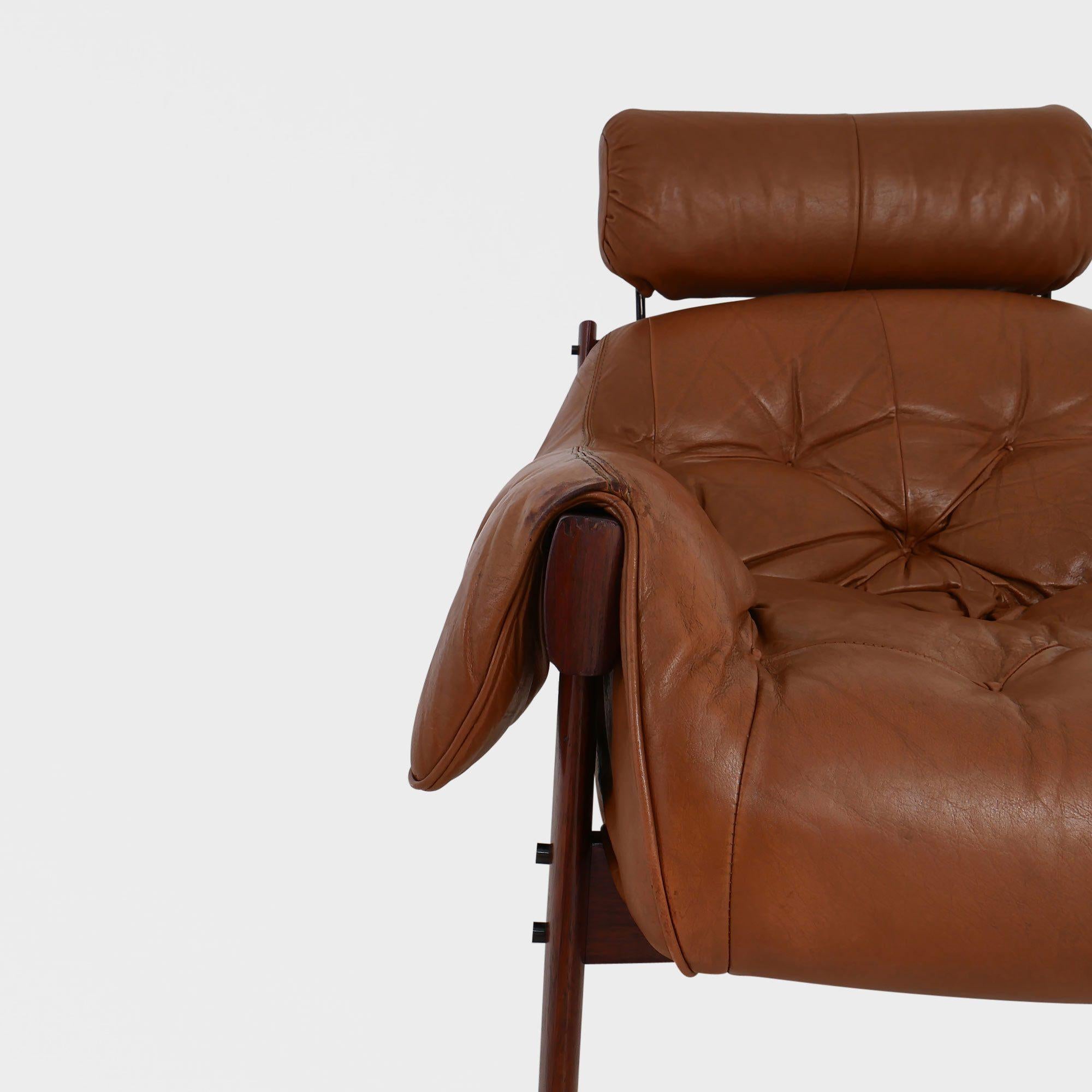Chaise longue MP-41 de Percival Lafer en cuir cognac d'origine, Brésil, années 1970 en vente 1
