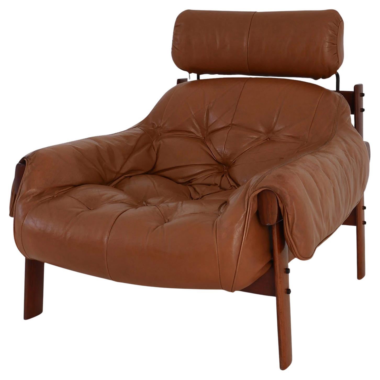 Chaise longue MP-41 de Percival Lafer en cuir cognac d'origine, Brésil, années 1970
