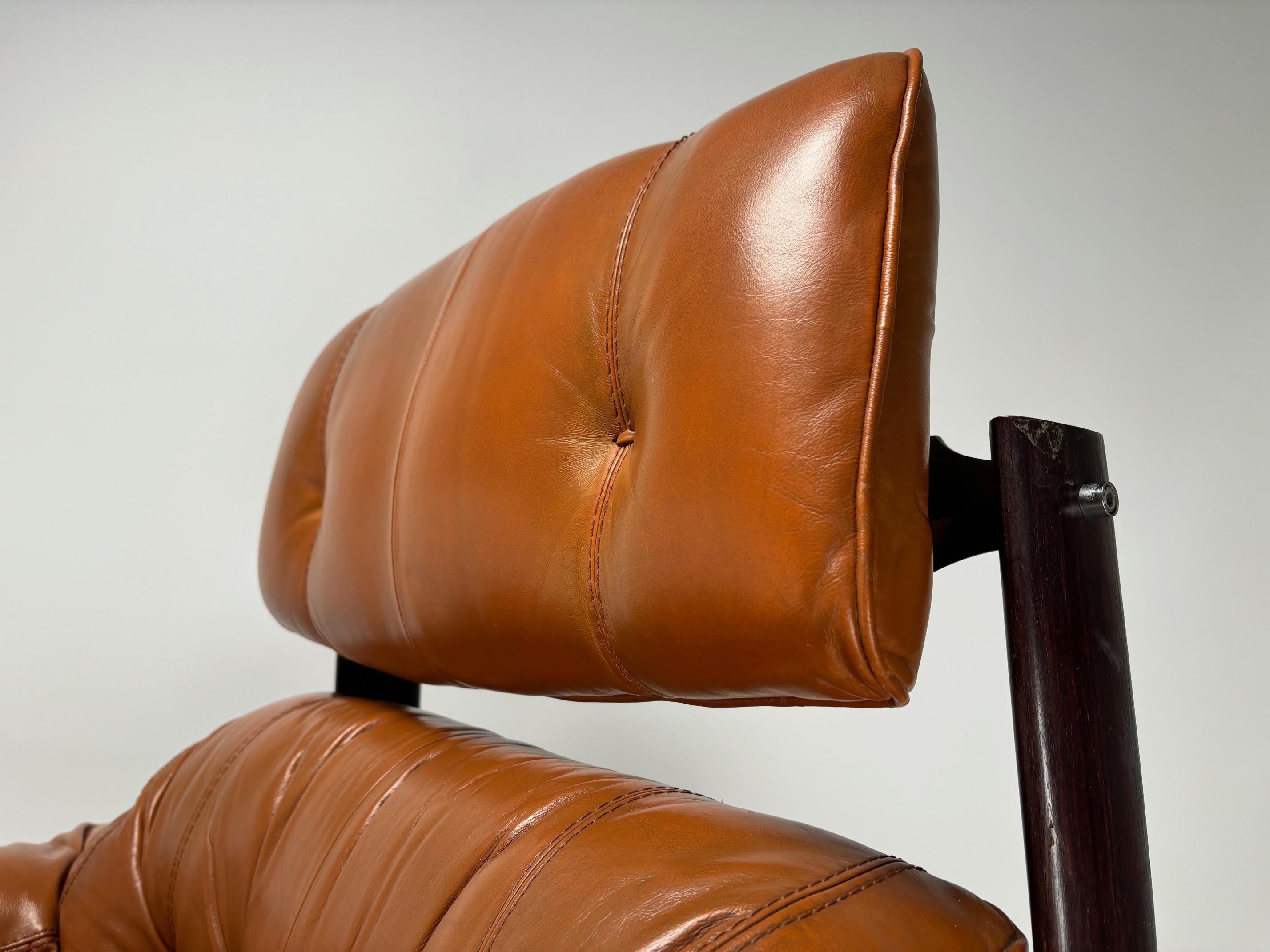Percival Lafer MP-41 Lounge Chair in legno e pelle, Brasile, anni '70 in vendita 3