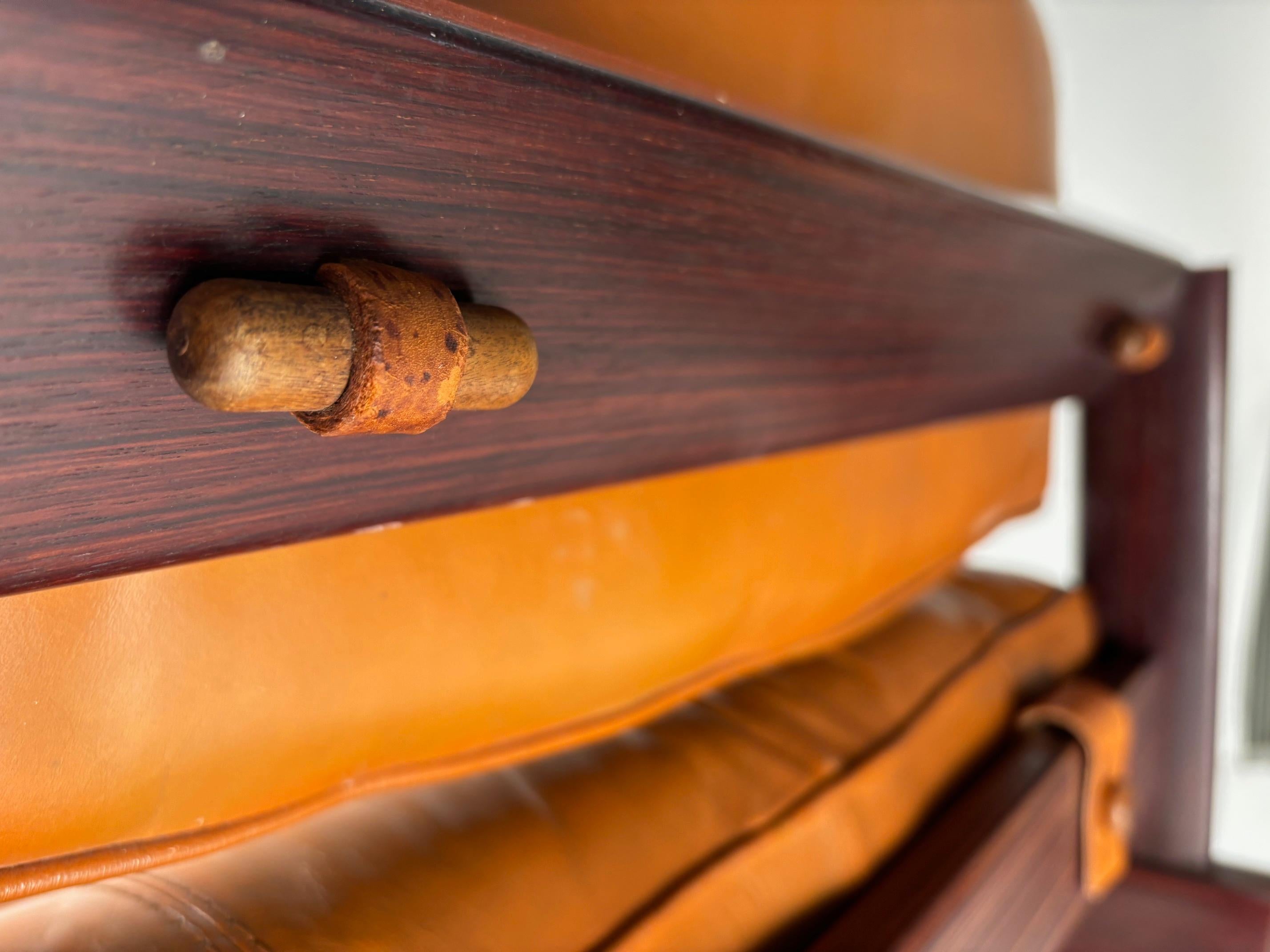 Pelle Percival Lafer MP-41 Lounge Chair in legno e pelle, Brasile, anni '70 in vendita