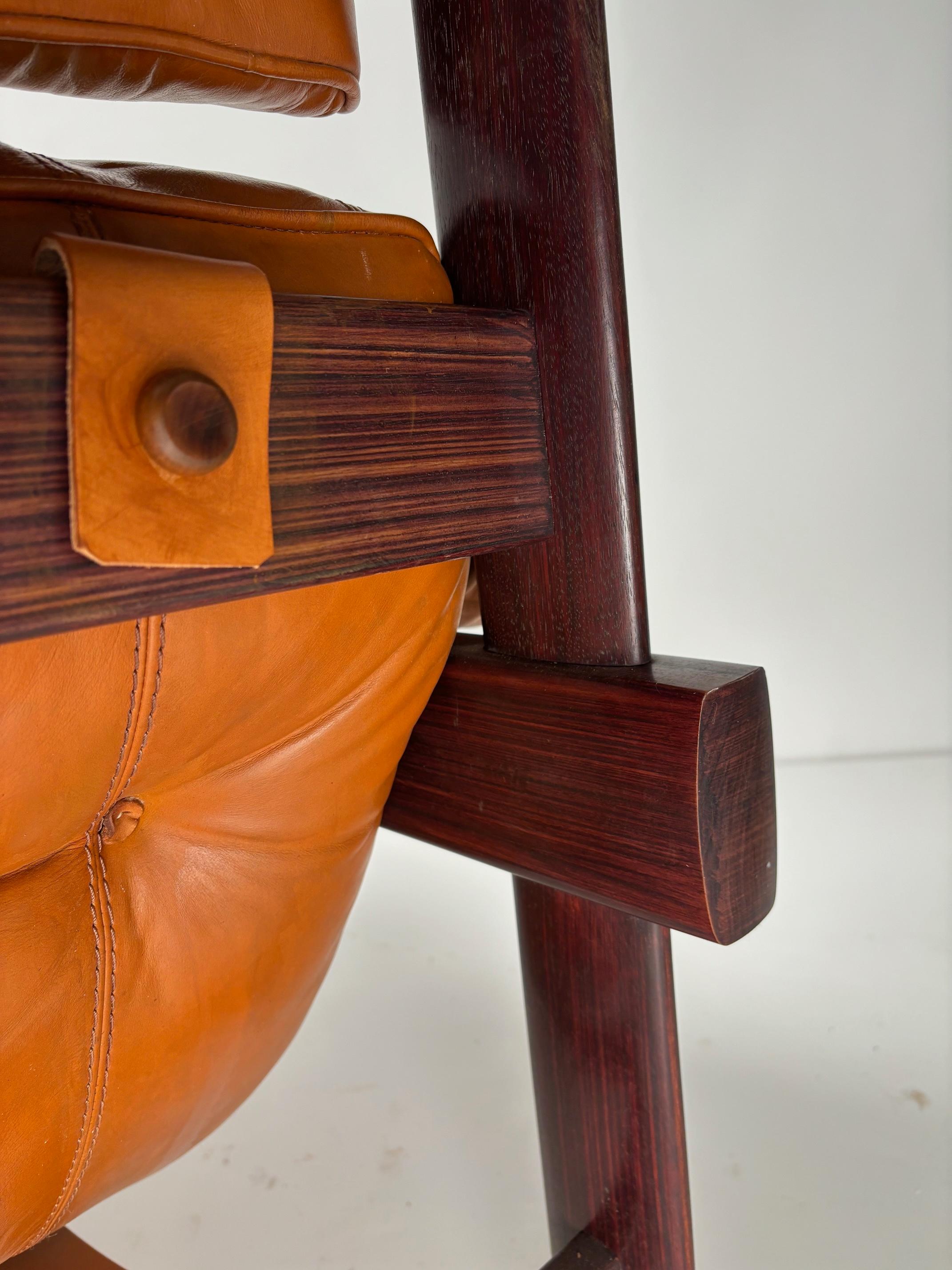 Percival Lafer MP-41 Lounge Chair in legno e pelle, Brasile, anni '70 in vendita 1