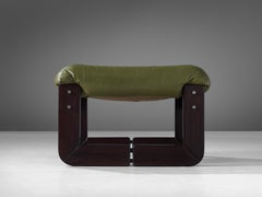Percival Lafer Ottoman in Olive Green Leather