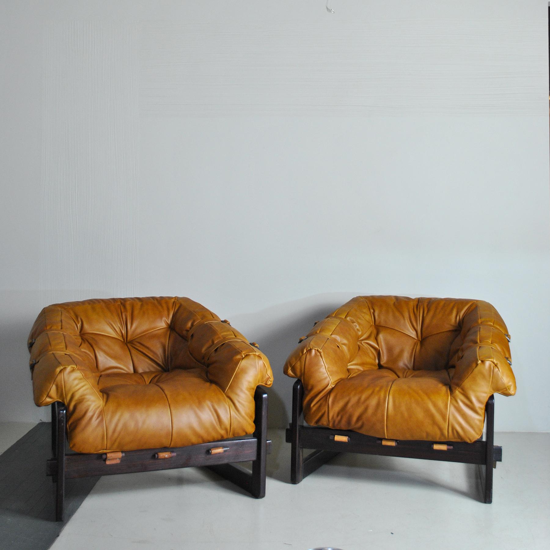 Percival Lafer Pair of Midcentury Brazilian Lounge Chair, 1960s 1