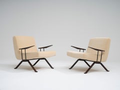 Percival Lafer, Pair of 'MP-01' Lounge Chairs, Brazil, 1960s, Velvet