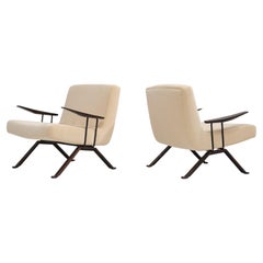 Percival Lafer pair of 'MP-01' Lounge Chairs in velvet upholstery