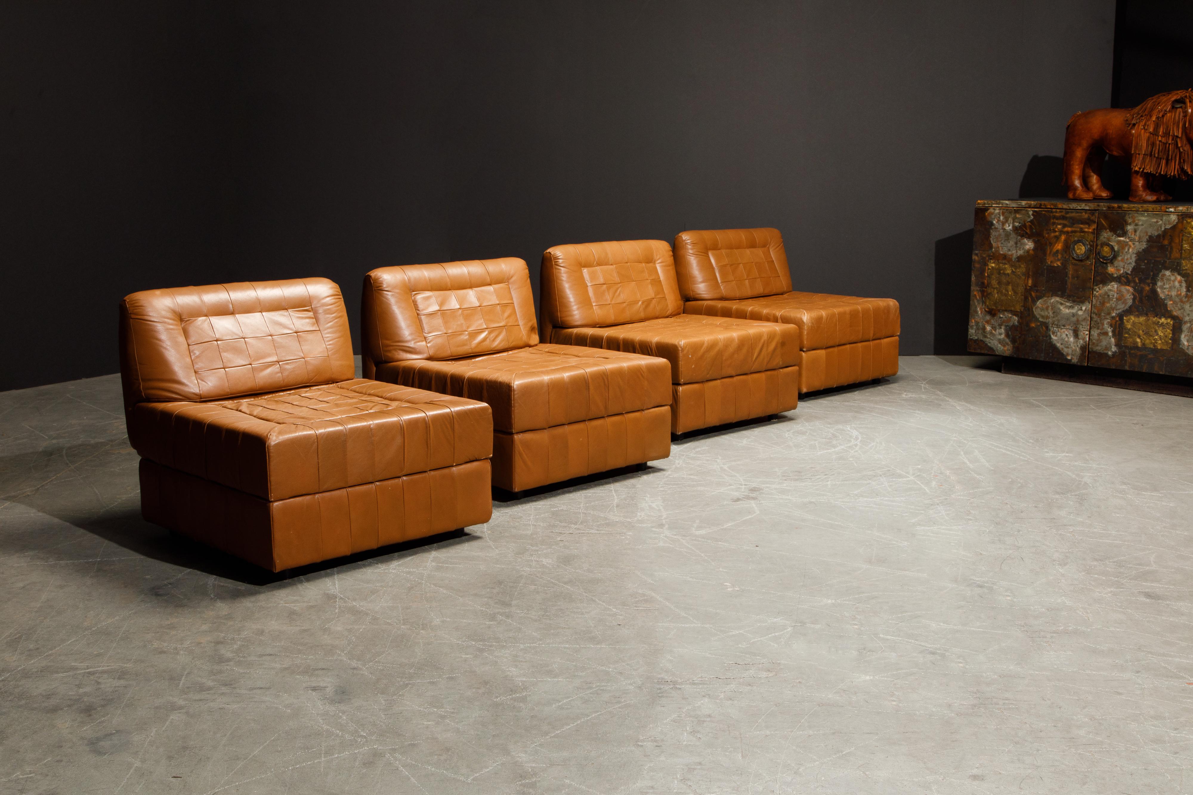 Percival Lafer Patchwork Leather Modular Living Room Set, c. 1960 Brazil, Signed 9