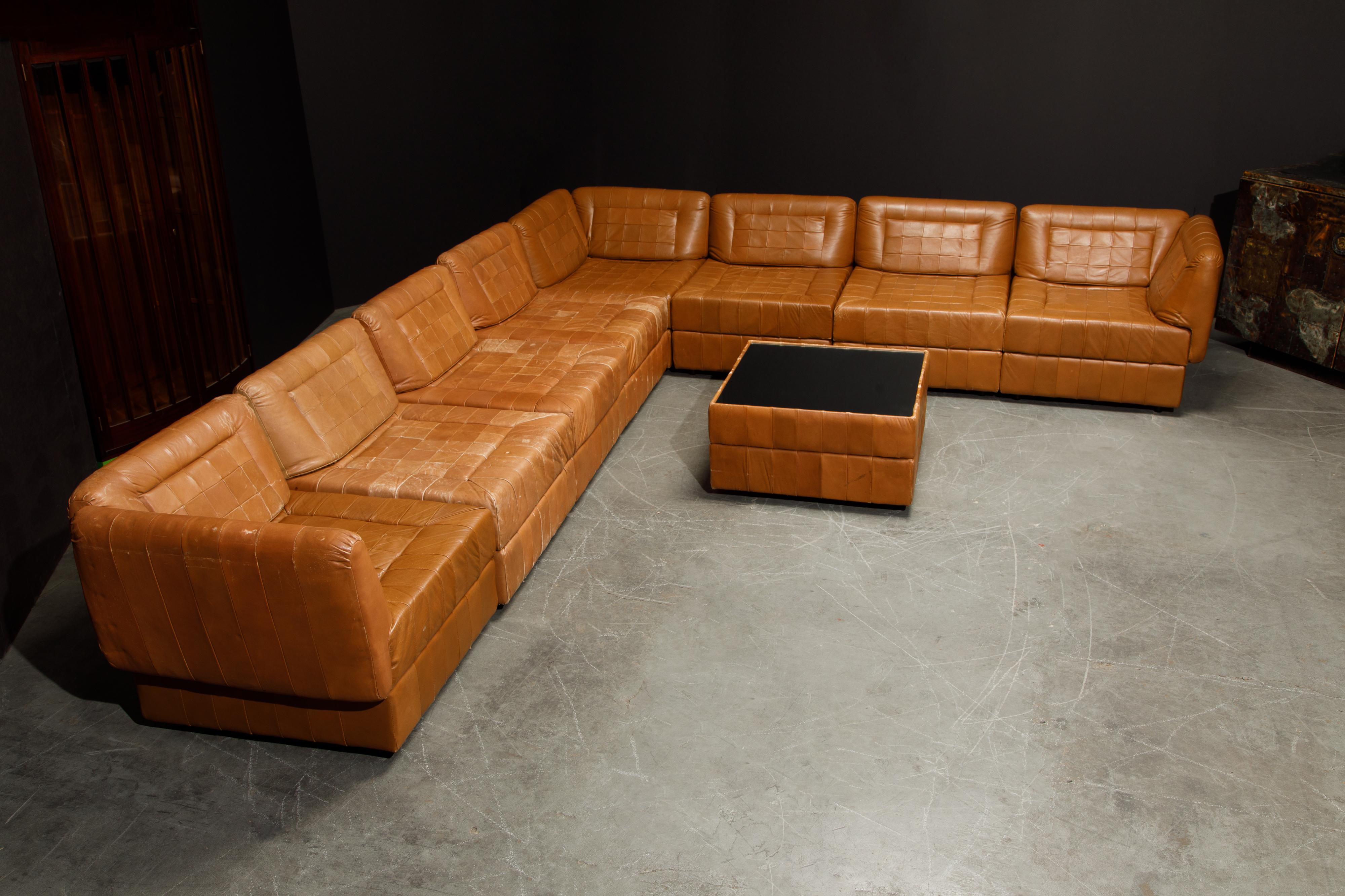 Mid-Century Modern Percival Lafer Patchwork Leather Modular Living Room Set, c. 1960 Brazil, Signed