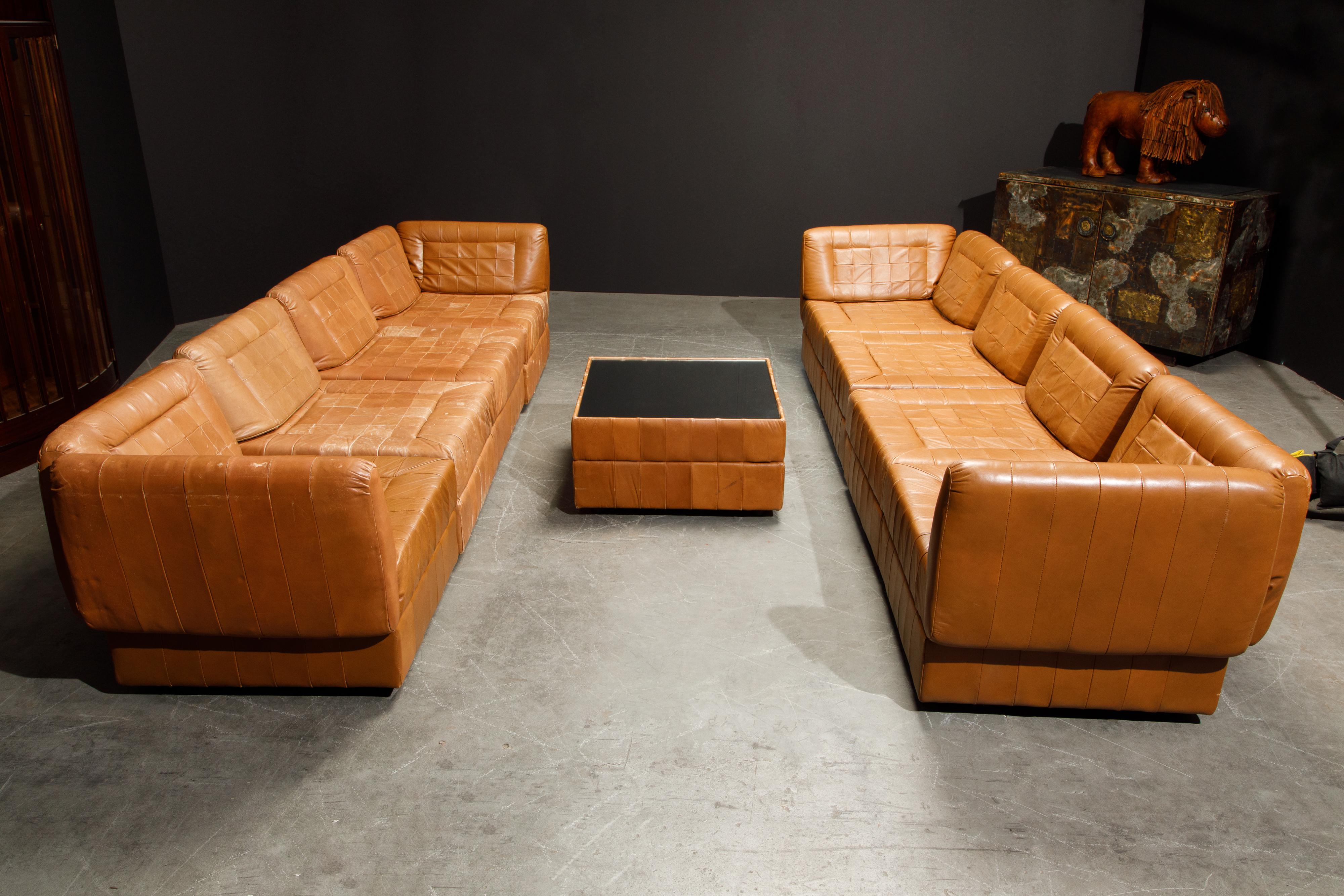 Percival Lafer Patchwork Leather Modular Living Room Set, c. 1960 Brazil, Signed 2