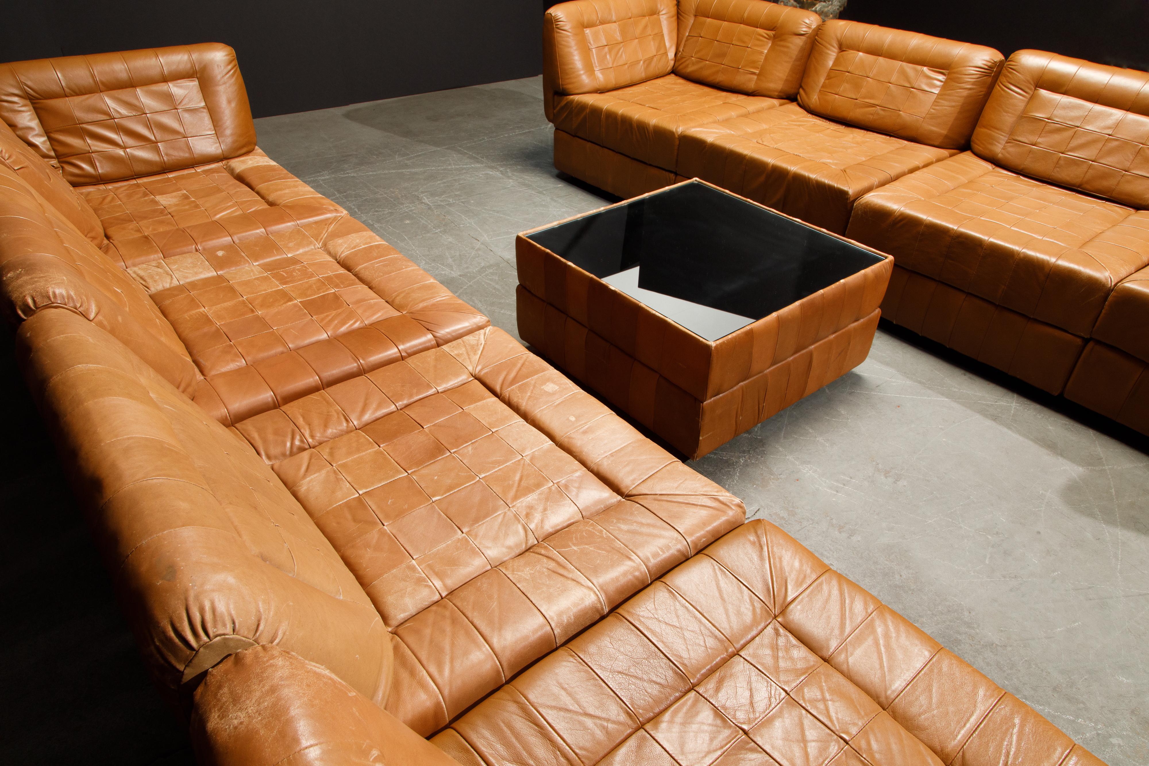Percival Lafer Patchwork Leather Modular Living Room Set, c. 1960 Brazil, Signed 3