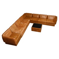 Used Percival Lafer Patchwork Leather Modular Living Room Set, c. 1960 Brazil, Signed
