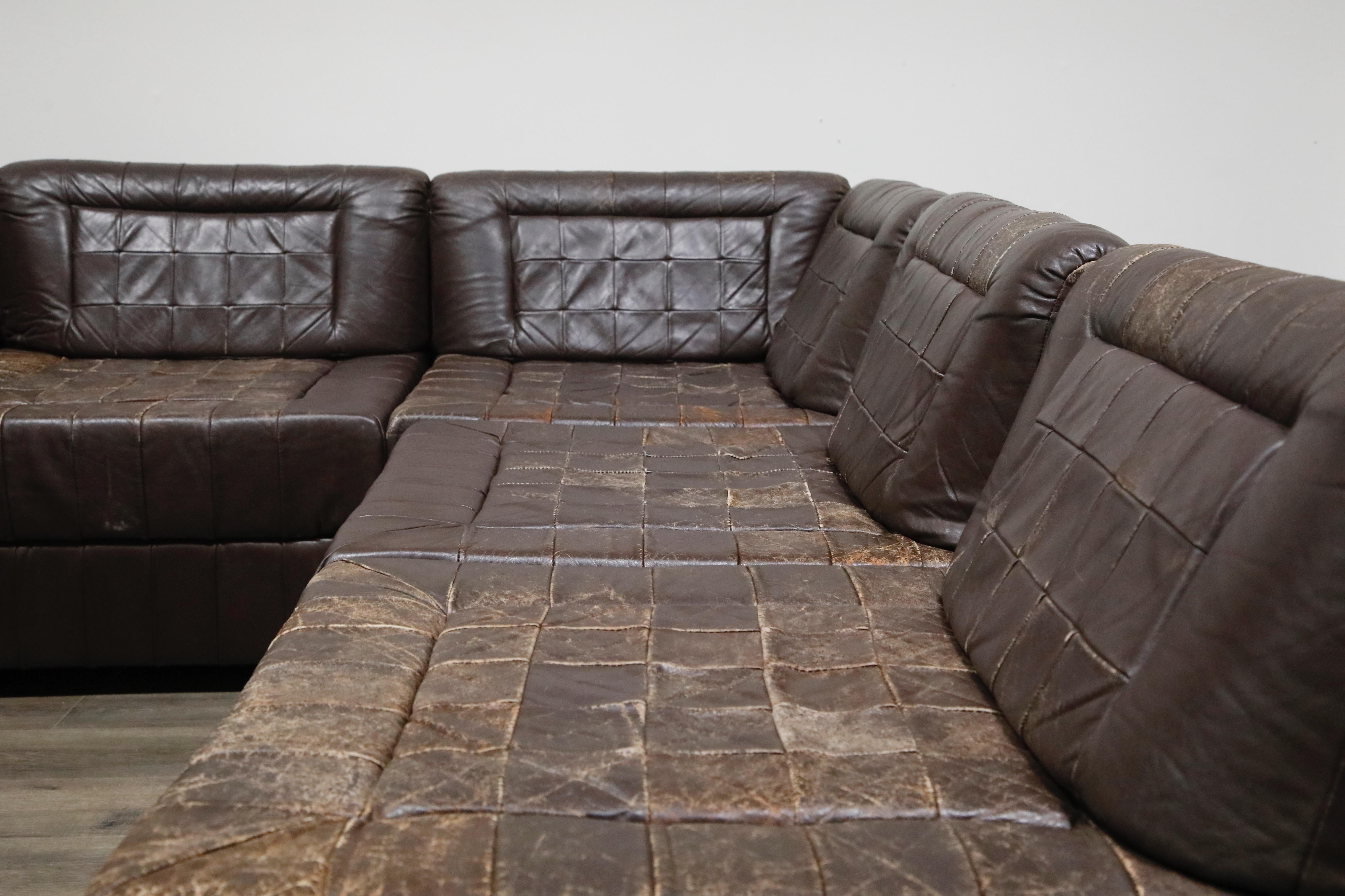 Percival Lafer Patchwork Leather Modular Living Room Set, circa 1960, Signed 6