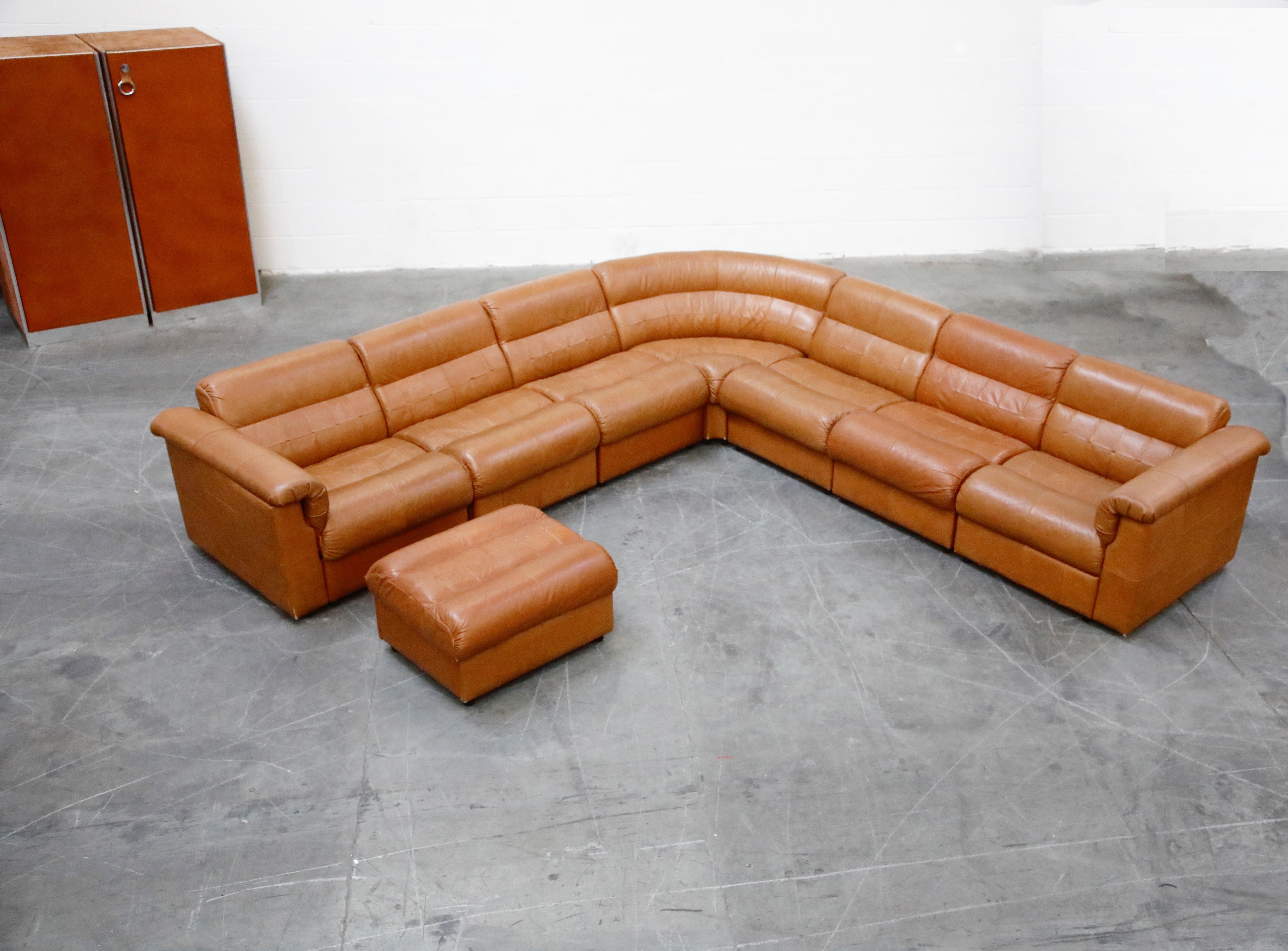Percival Lafer Patchwork Leather Modular Living Room Set, circa 1960 Signed In Good Condition In Los Angeles, CA