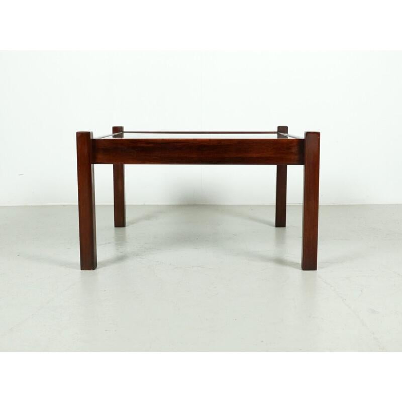 Mid-Century Modern Percival Lafer, Patchwork Square Coffee Table, Wood and Glass, c. 1970 For Sale