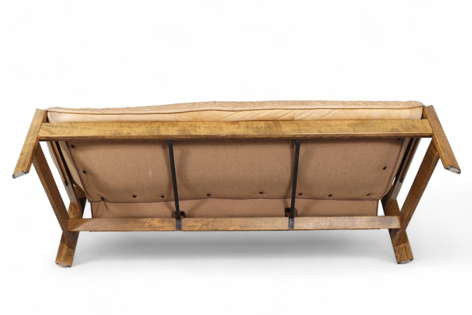 Percival Lafer Patinated Oak + Leather Sofa 1