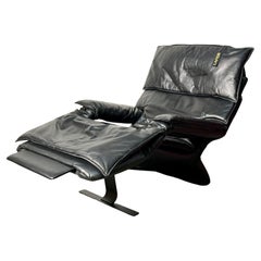 Percival Lafer Post Modernity Pony Lounge Chair en cuir noir inclinable