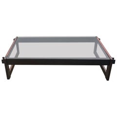 Percival Lafer Rosewood Smoked Glass Coffee Table