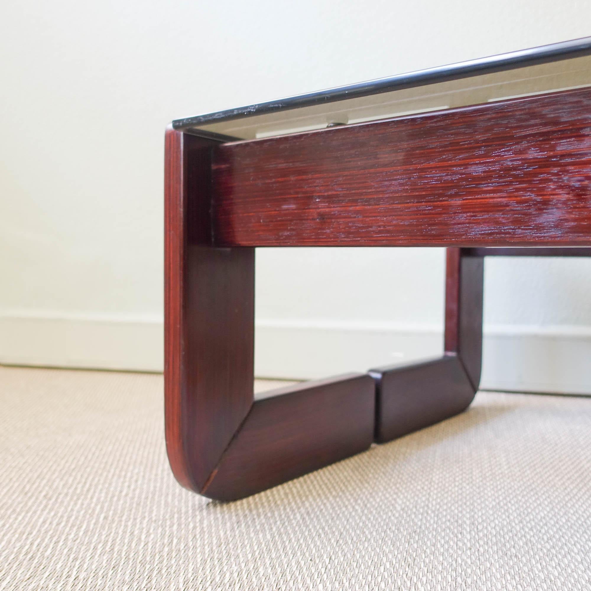 Percival Lafer Exotic Wood and Glass Coffee Table MP 97, 1970's For Sale 4