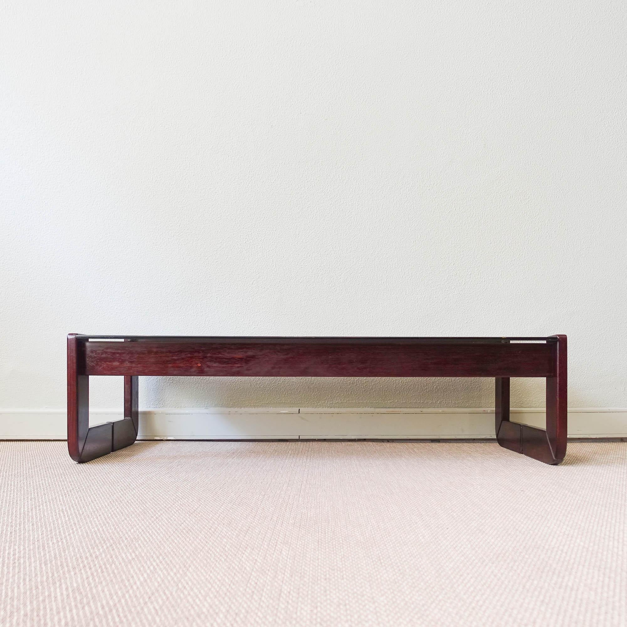 Mid-Century Modern Percival Lafer Exotic Wood and Glass Coffee Table MP 97, 1970's For Sale