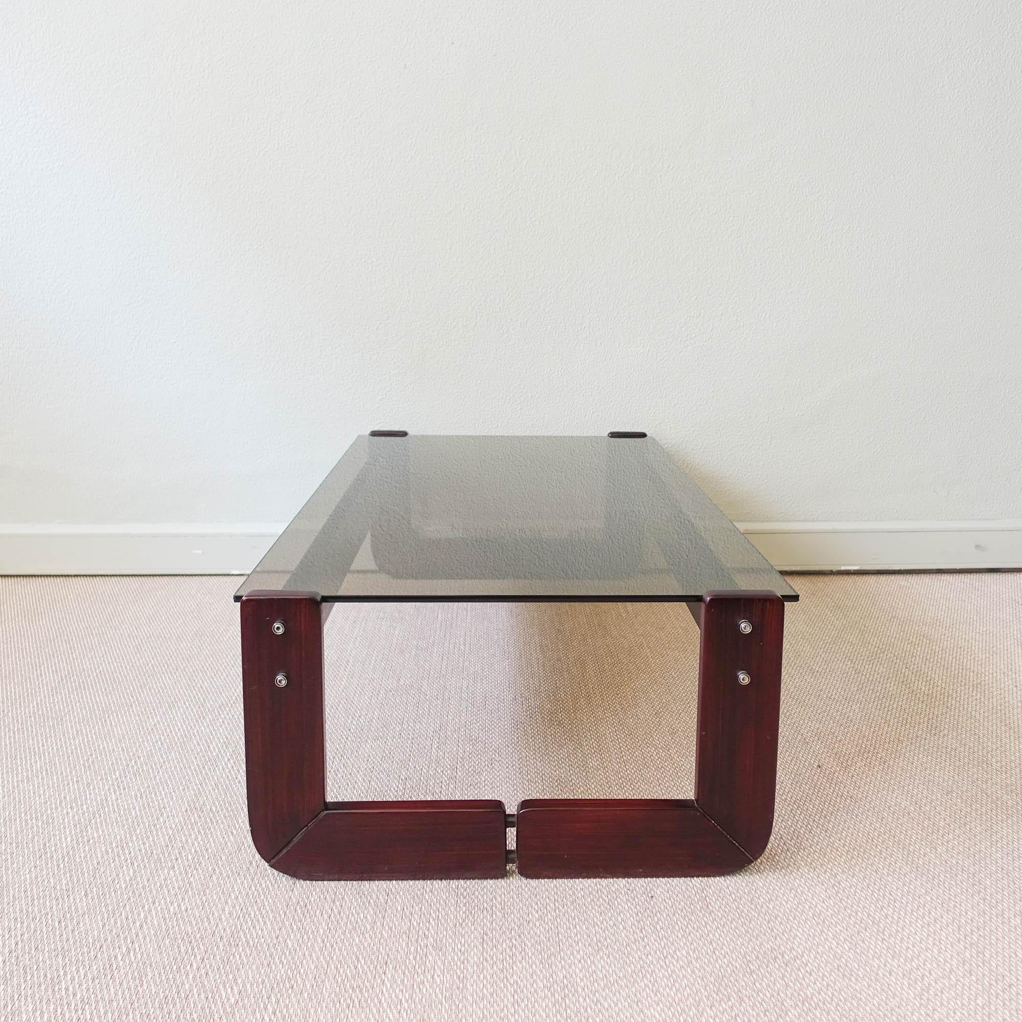 Percival Lafer Exotic Wood and Glass Coffee Table MP 97, 1970's For Sale 1