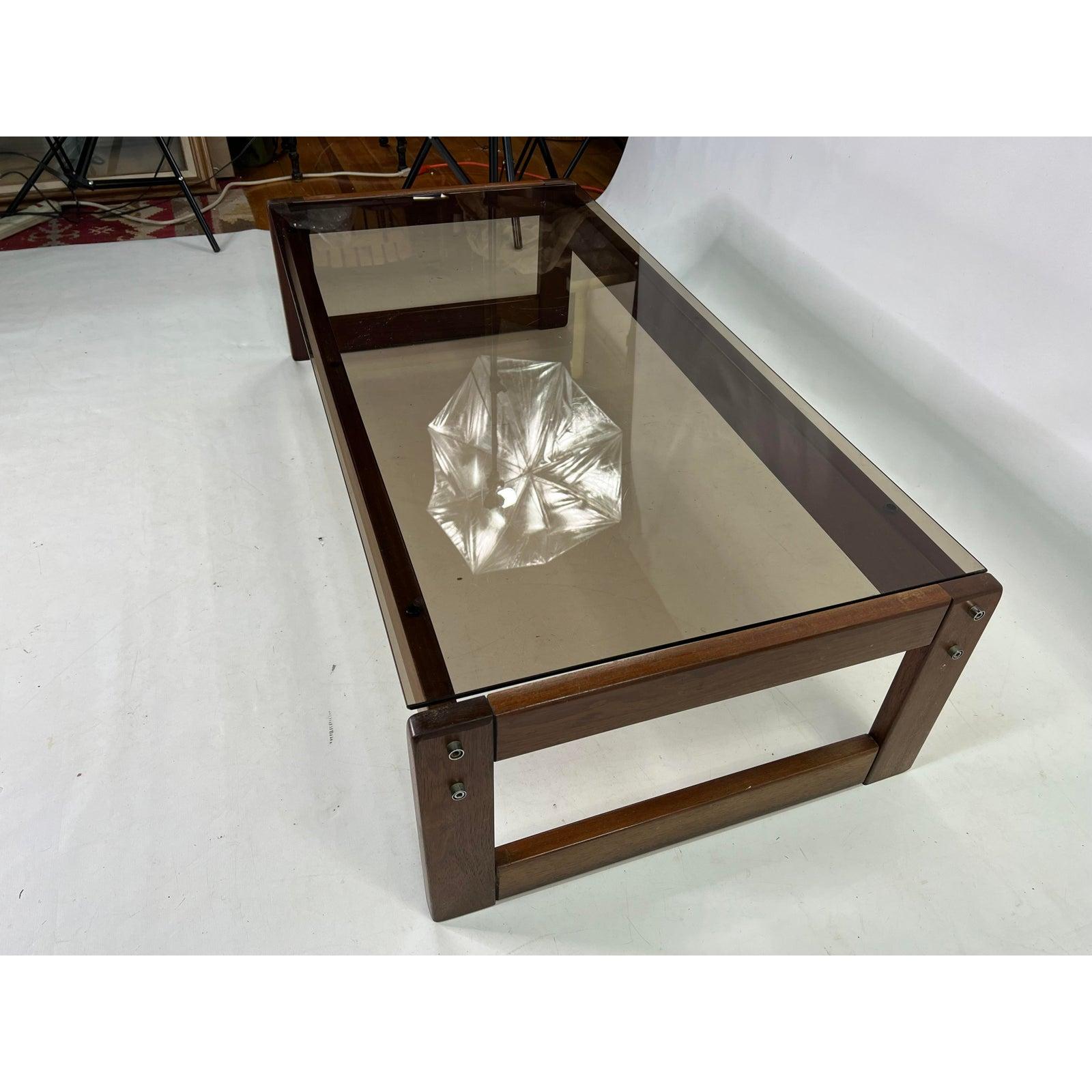 Mid-Century Modern Percival Lafer Rosewood Coffee Table with Smoked Glass