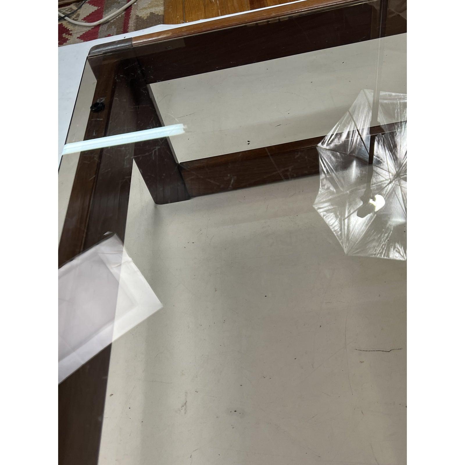 Percival Lafer Rosewood Coffee Table with Smoked Glass In Good Condition In Esperance, NY