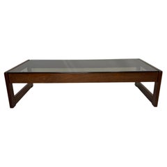 Percival Lafer Rosewood Coffee Table with Smoked Glass