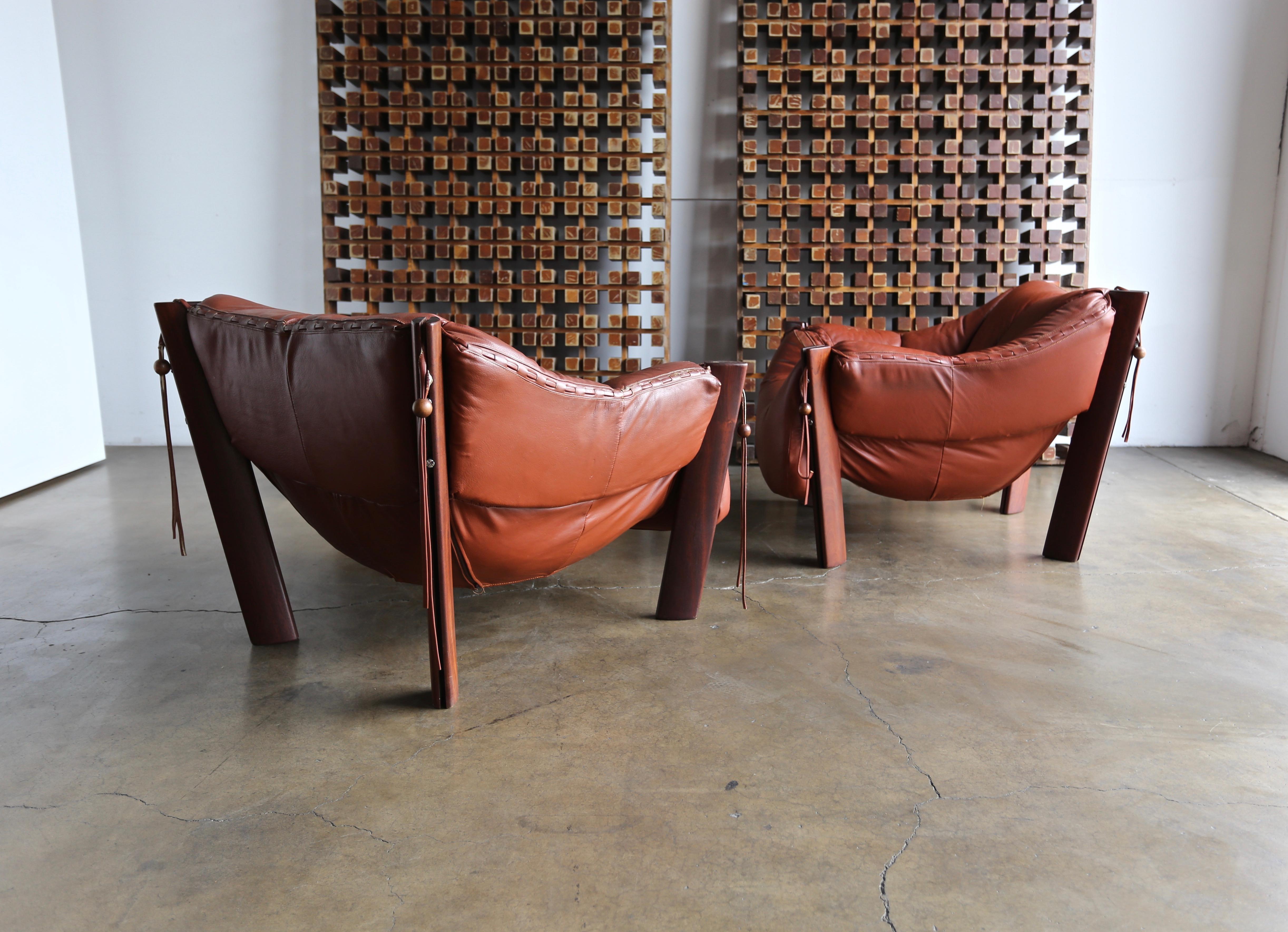 Percival Lafer Rosewood and Leather Lounge Chairs 5