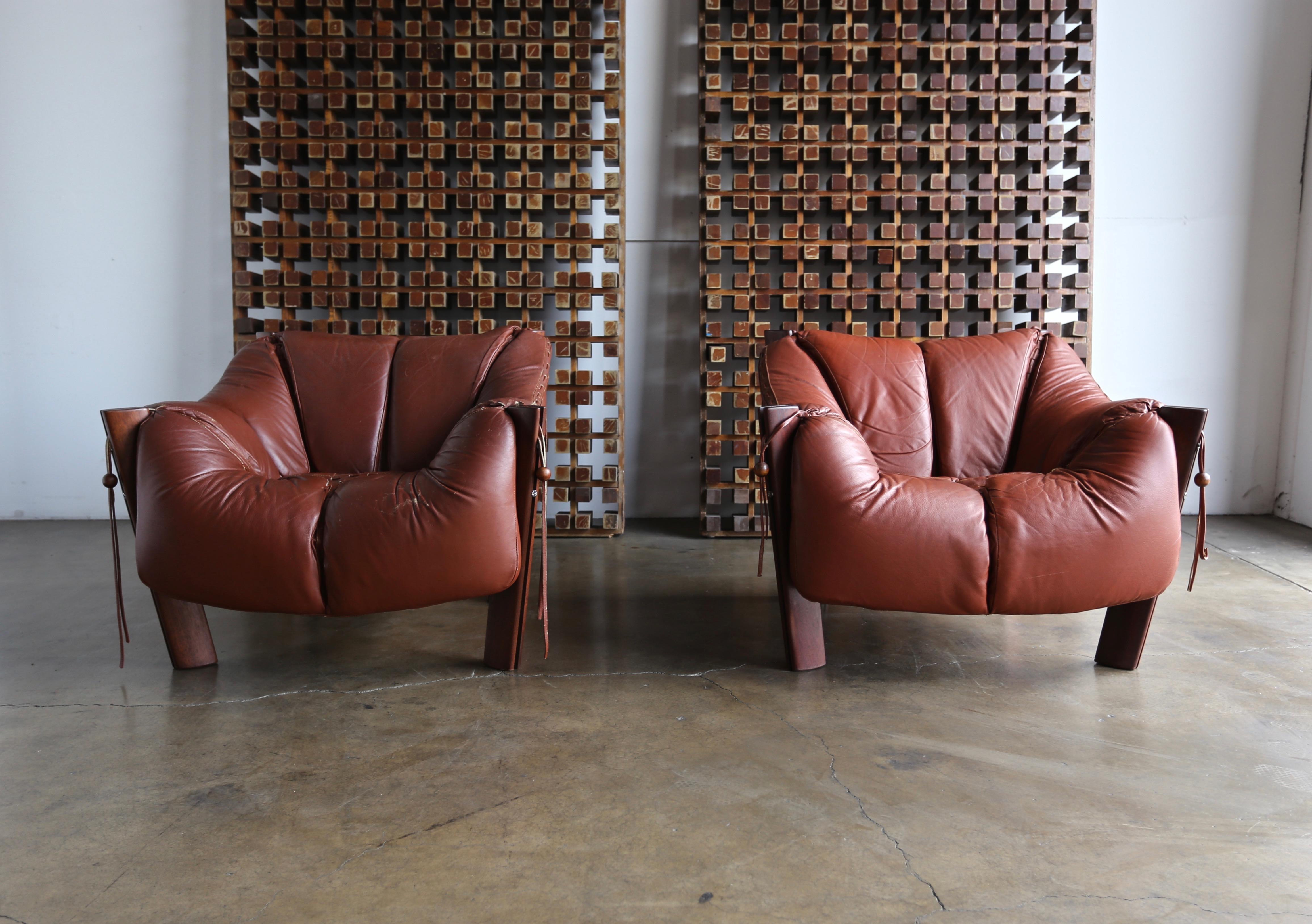 Mid-Century Modern Percival Lafer Rosewood and Leather Lounge Chairs