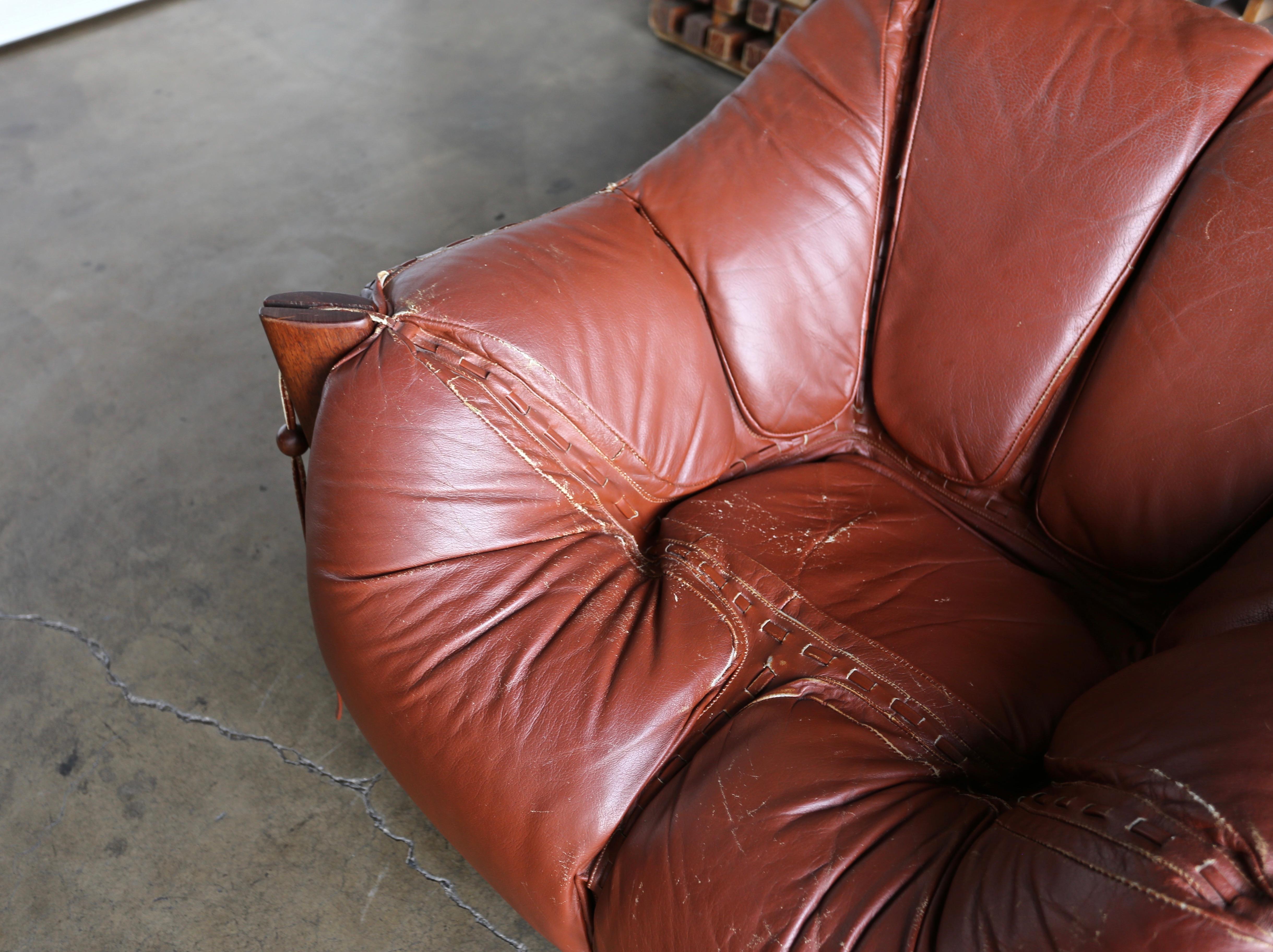 20th Century Percival Lafer Rosewood and Leather Lounge Chairs