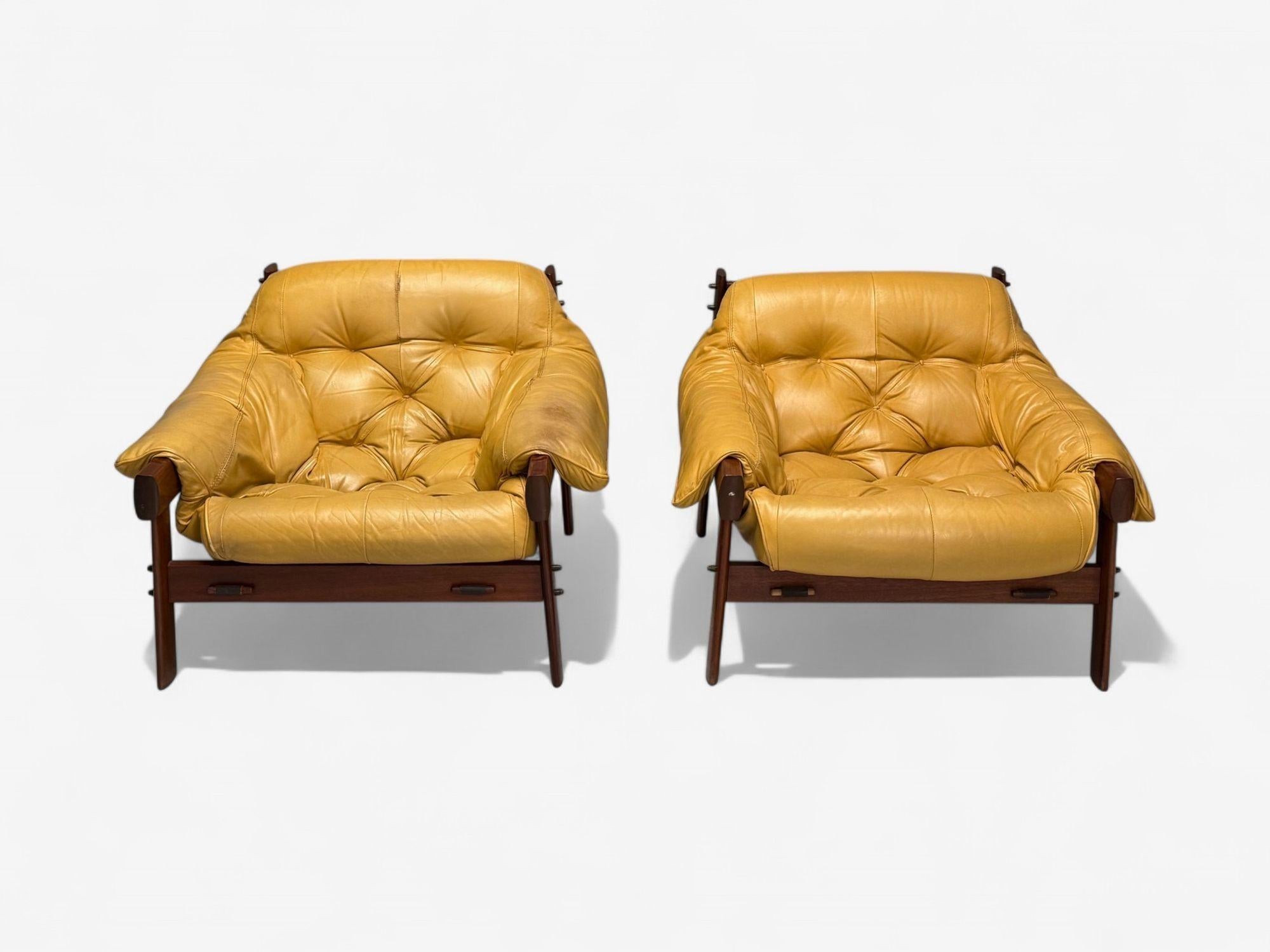 Percival Lafer, Palisander, Leder, MP-41 Lounge Stühle, Brasilien, 1960er Jahre (Moderne der Mitte des Jahrhunderts) im Angebot