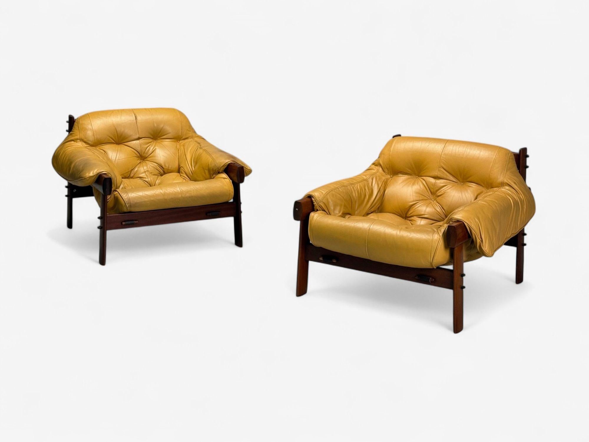 Percival Lafer, Palisander, Leder, MP-41 Lounge Stühle, Brasilien, 1960er Jahre (Brasilianisch) im Angebot