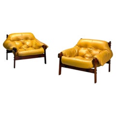 Percival Lafer, Rosewood, Leather, MP-41 Lounge Chairs, Brazil, 1960s