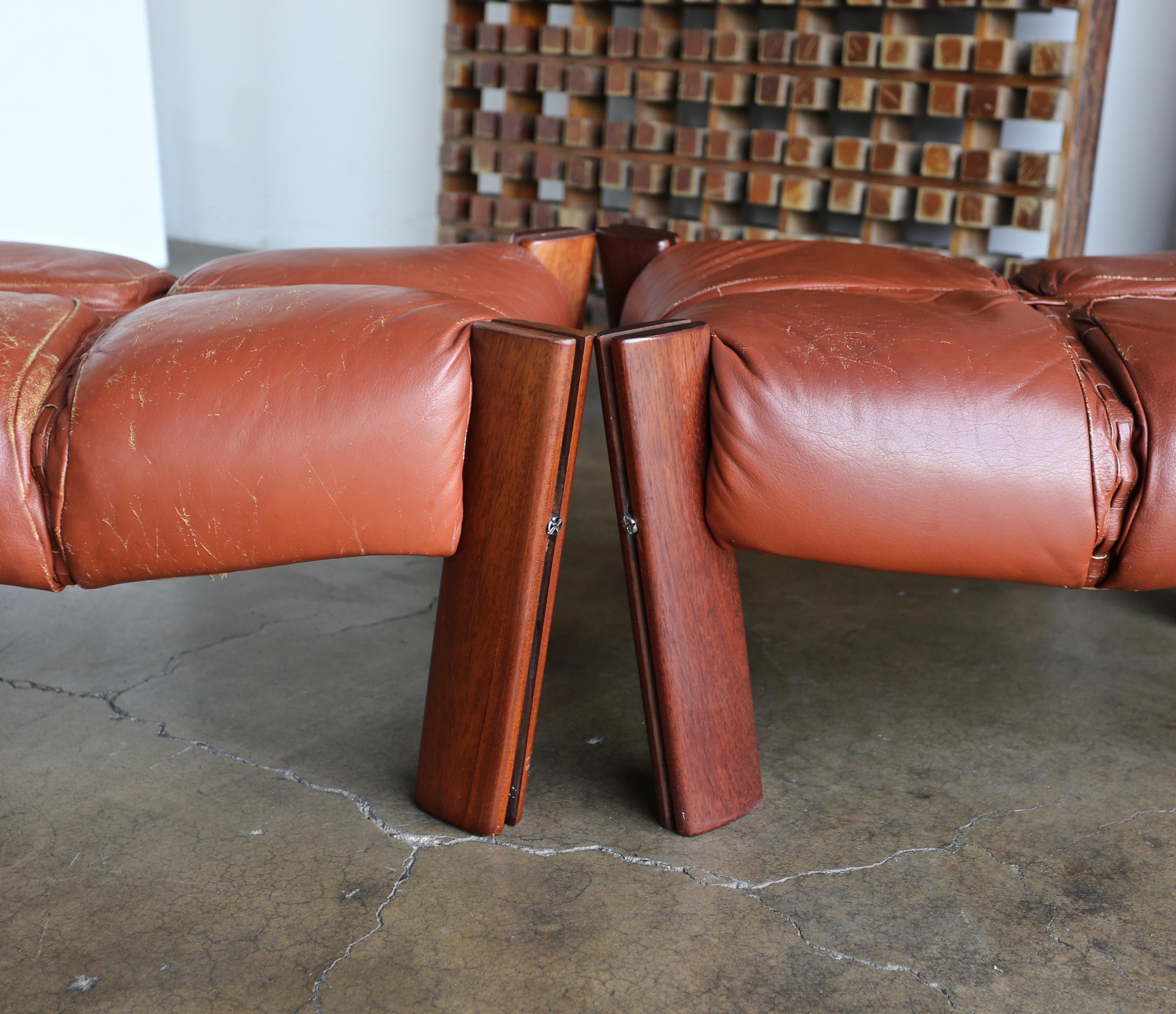 Percival Lafer Rosewood and Leather Ottomans 4