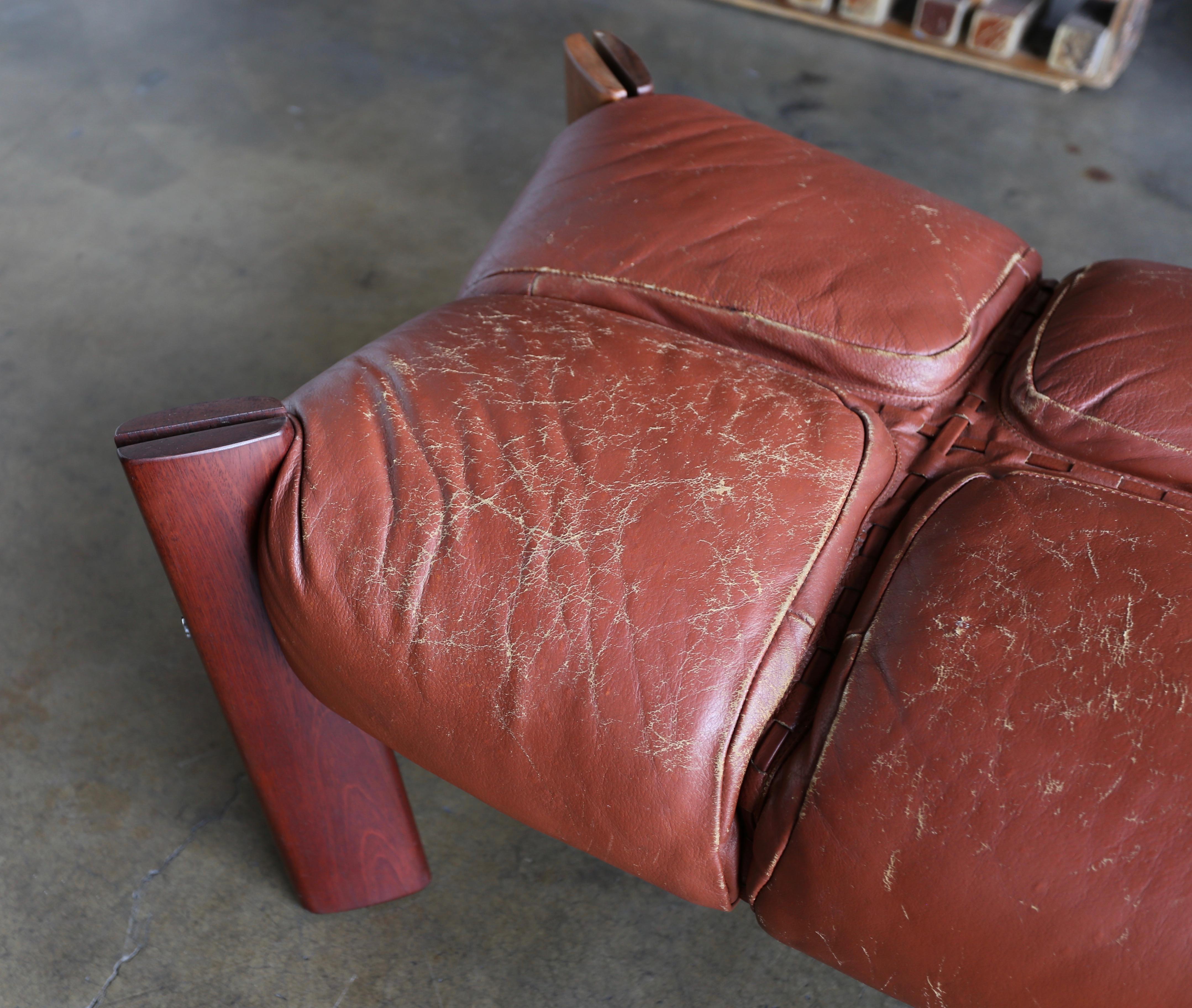 20th Century Percival Lafer Rosewood and Leather Ottomans