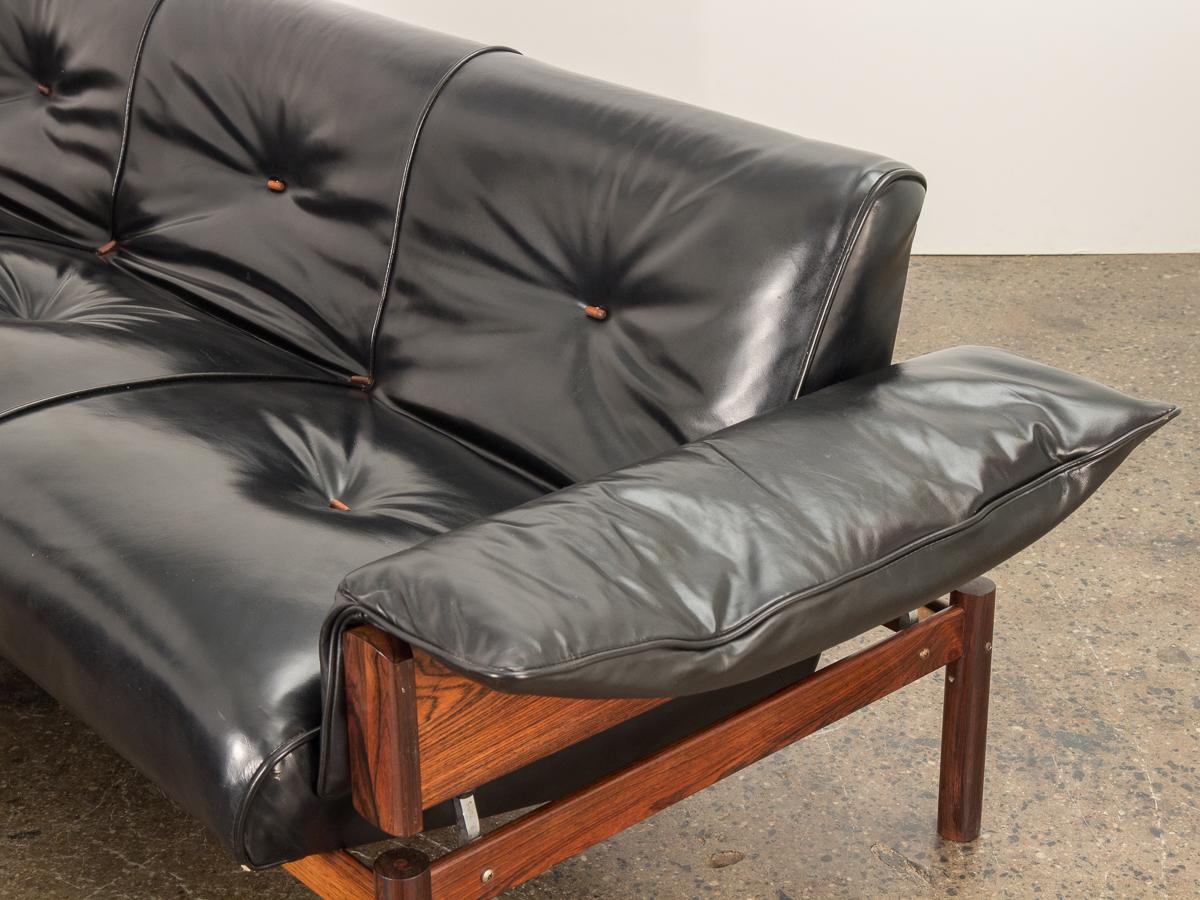 Leather Percival Lafer Rosewood Sofa with Ottoman