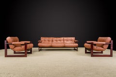 Percival Lafer 'S-1' Rosewood and Leather Living Room Set, Brazil, 1976, Signed