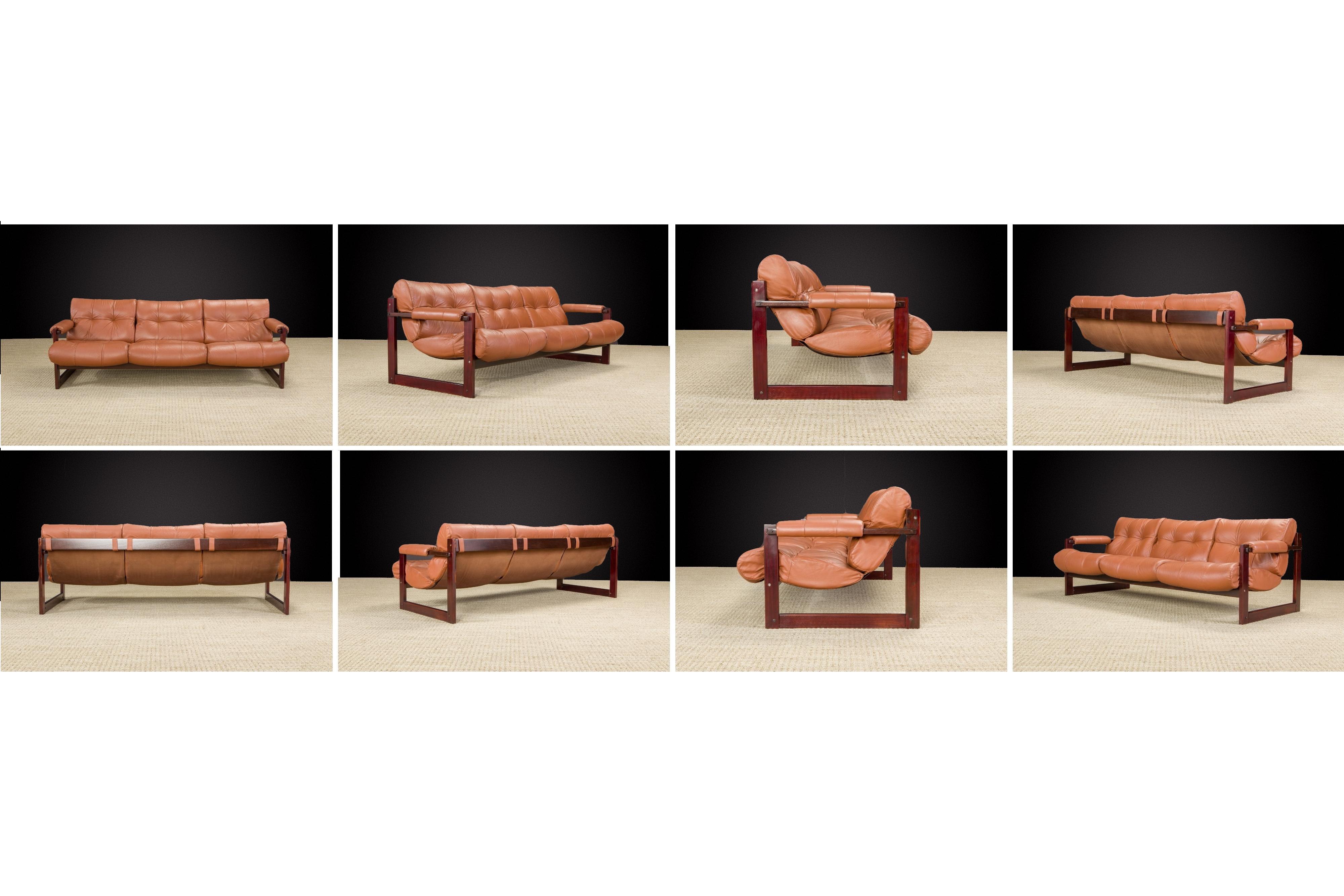 Percival Lafer 'S-1' Rosewood and Leather Living Room Set, Brazil, 1976, Signed 1