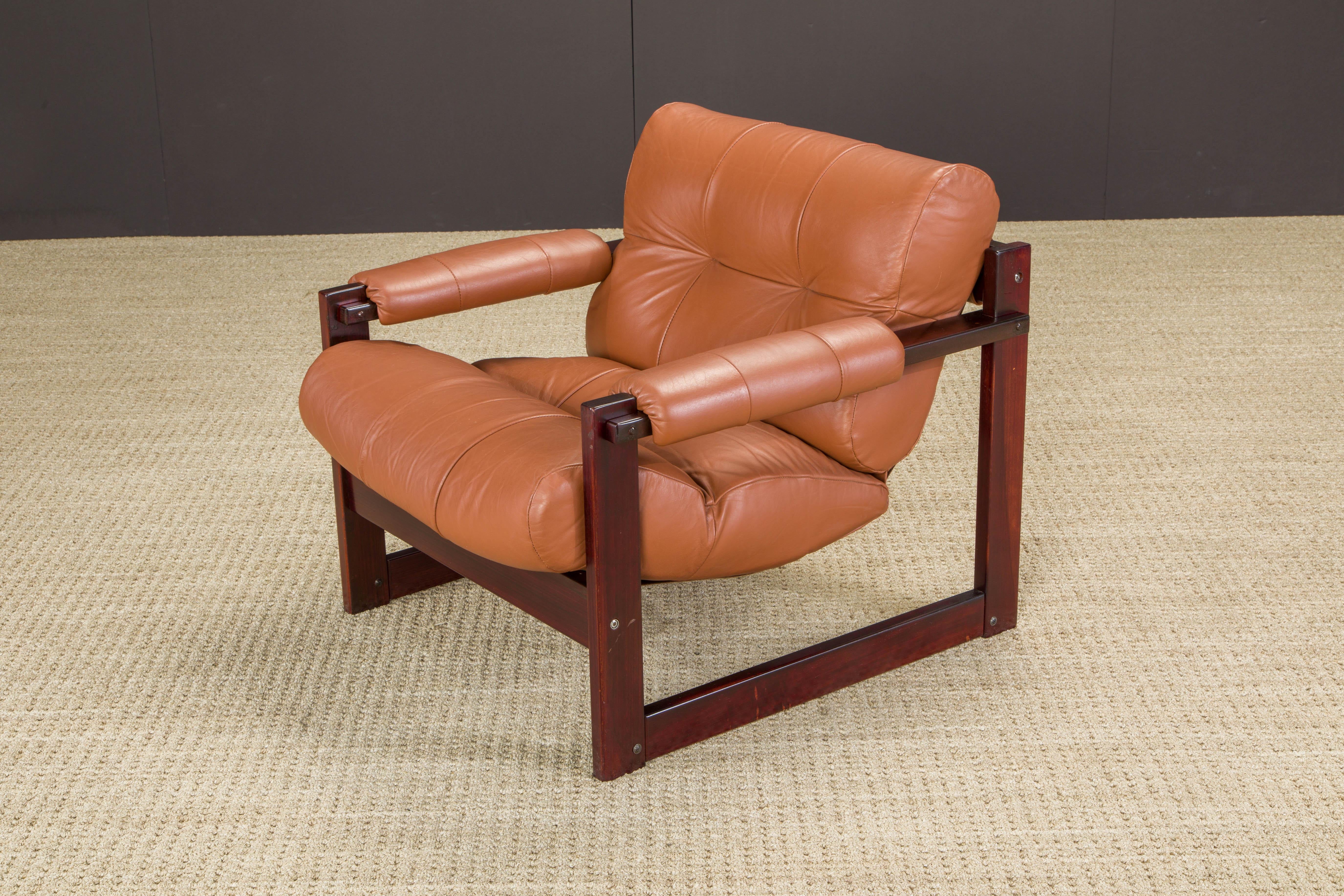 Percival Lafer 'S-1' Rosewood and Leather Lounge Chairs, Brazil, 1976, Signed For Sale 4
