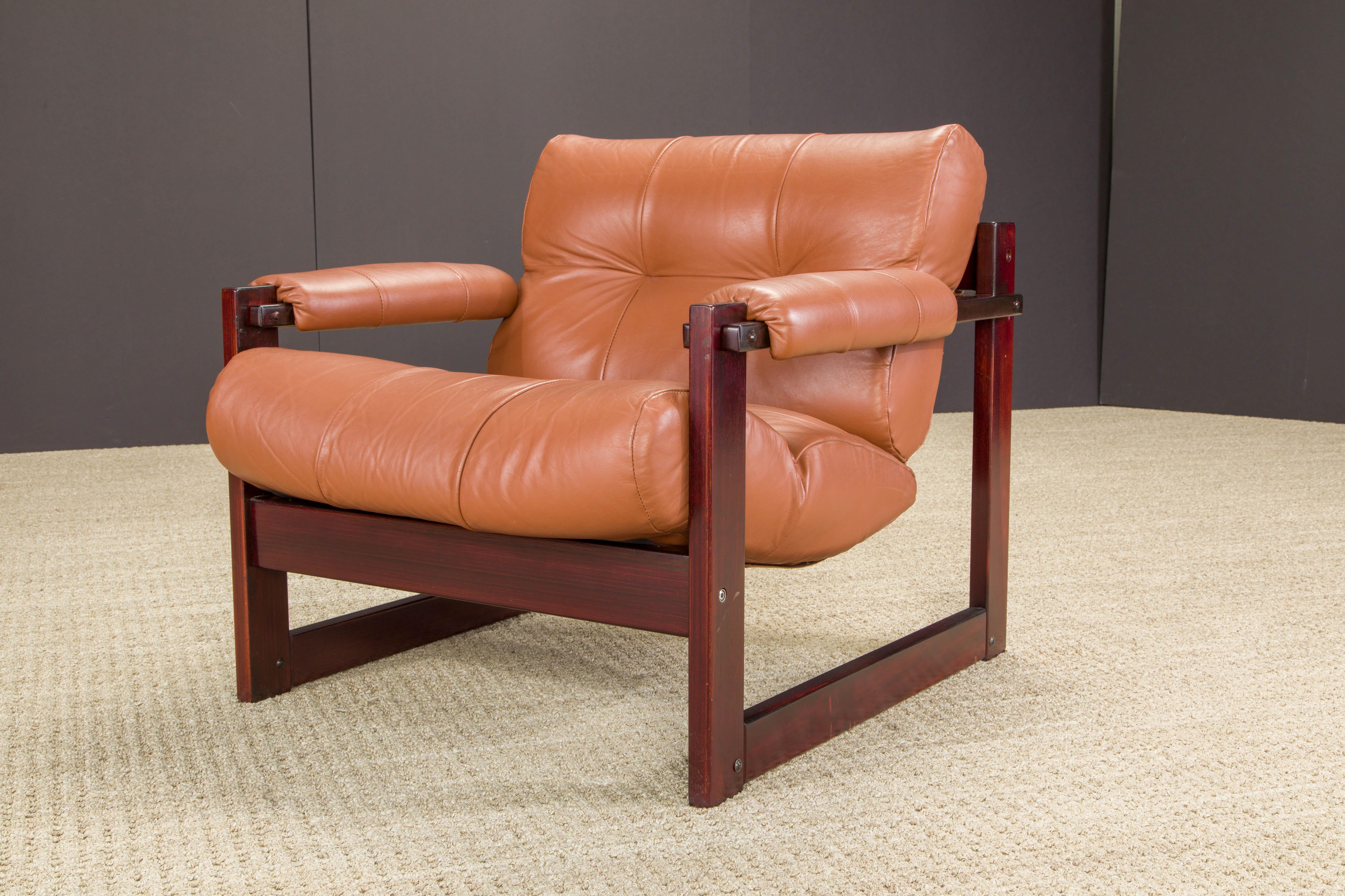 Percival Lafer 'S-1' Rosewood and Leather Lounge Chairs, Brazil, 1976, Signed For Sale 5