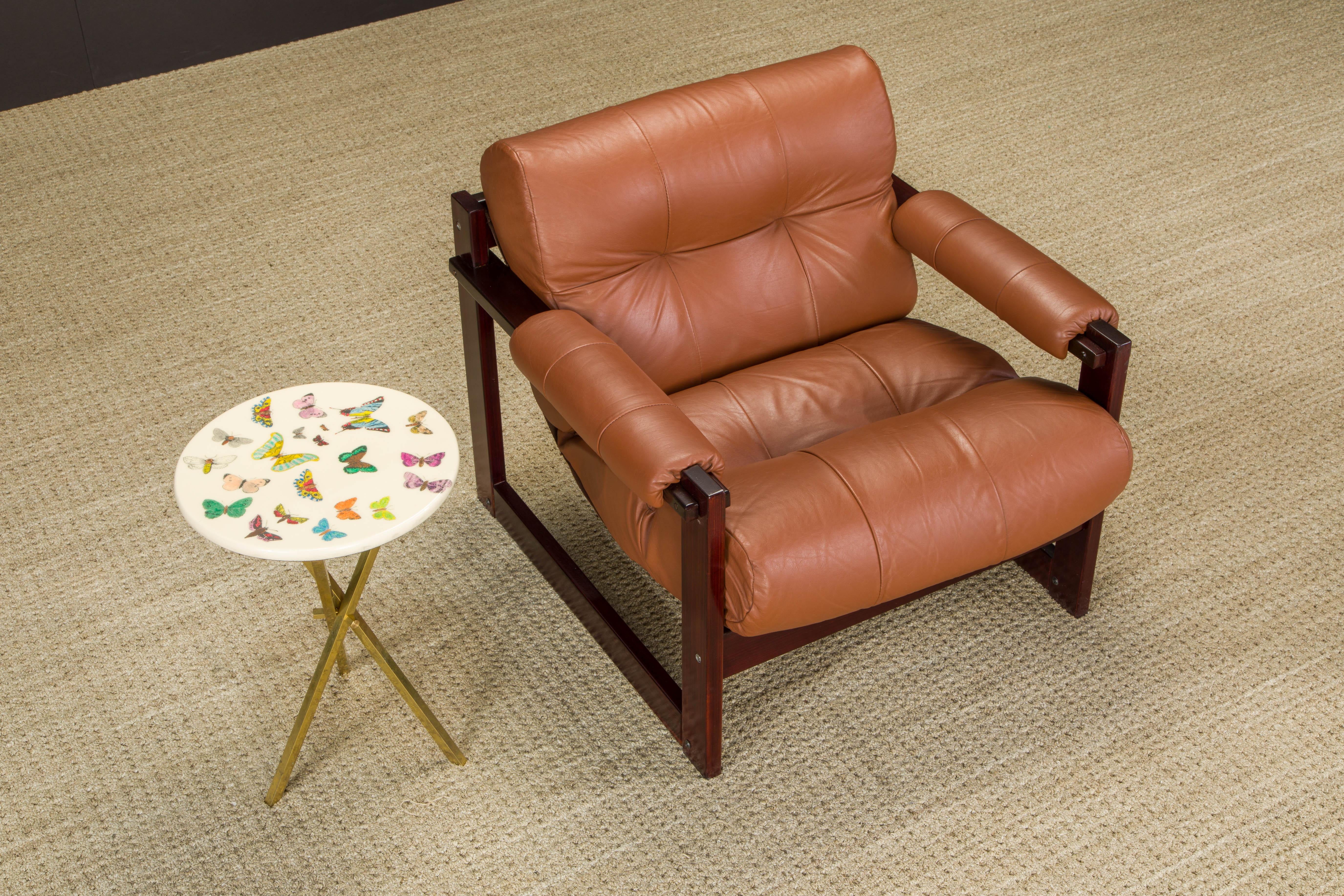 Percival Lafer 'S-1' Rosewood and Leather Lounge Chairs, Brazil, 1976, Signed For Sale 6